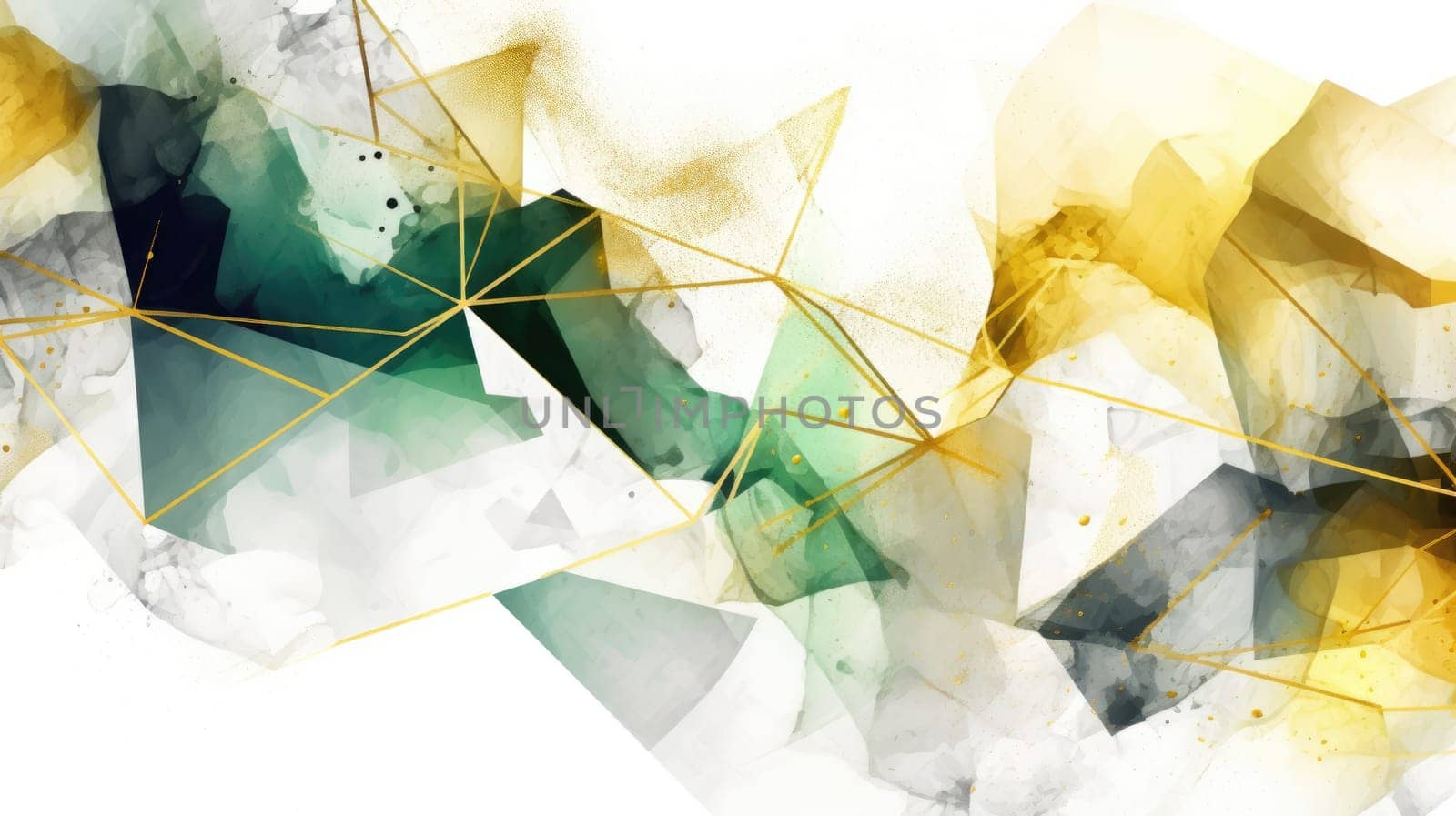 Abstract watercolor artwork mixed with buzzy geometric shapes for background of social media banner generative AI image