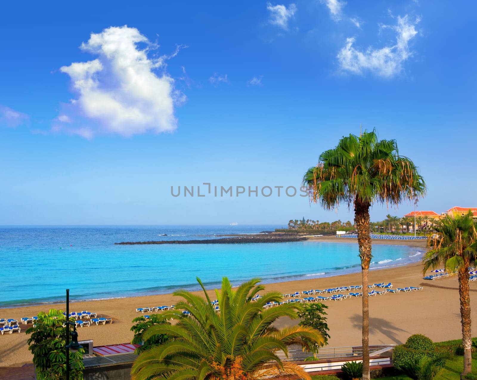 Las vistas beach Arona in costa Adeje Tenerife south at Canary Islands
