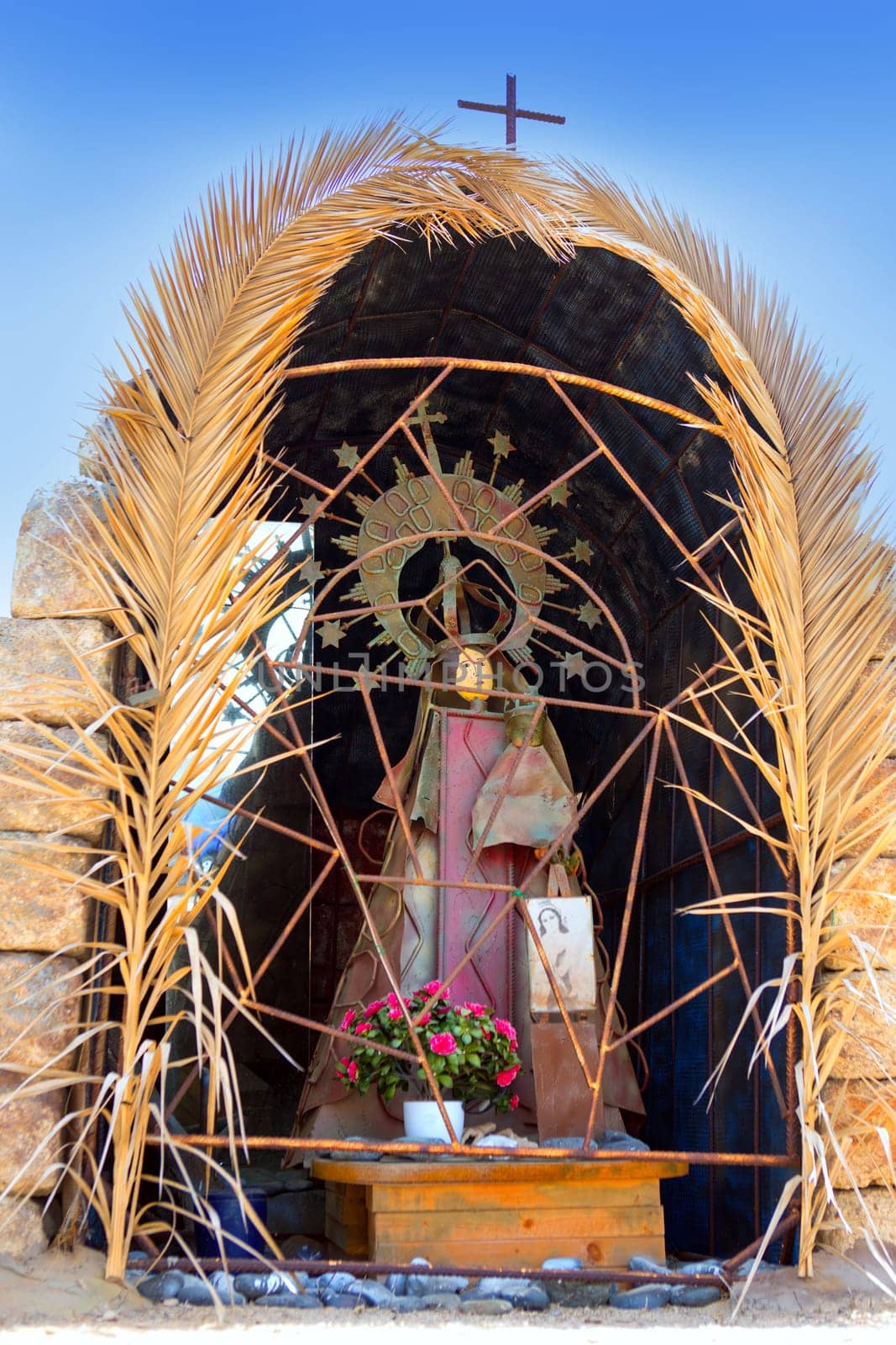 Adeje Costa El Puertecito Virgin in palm tree cave at Tenerife