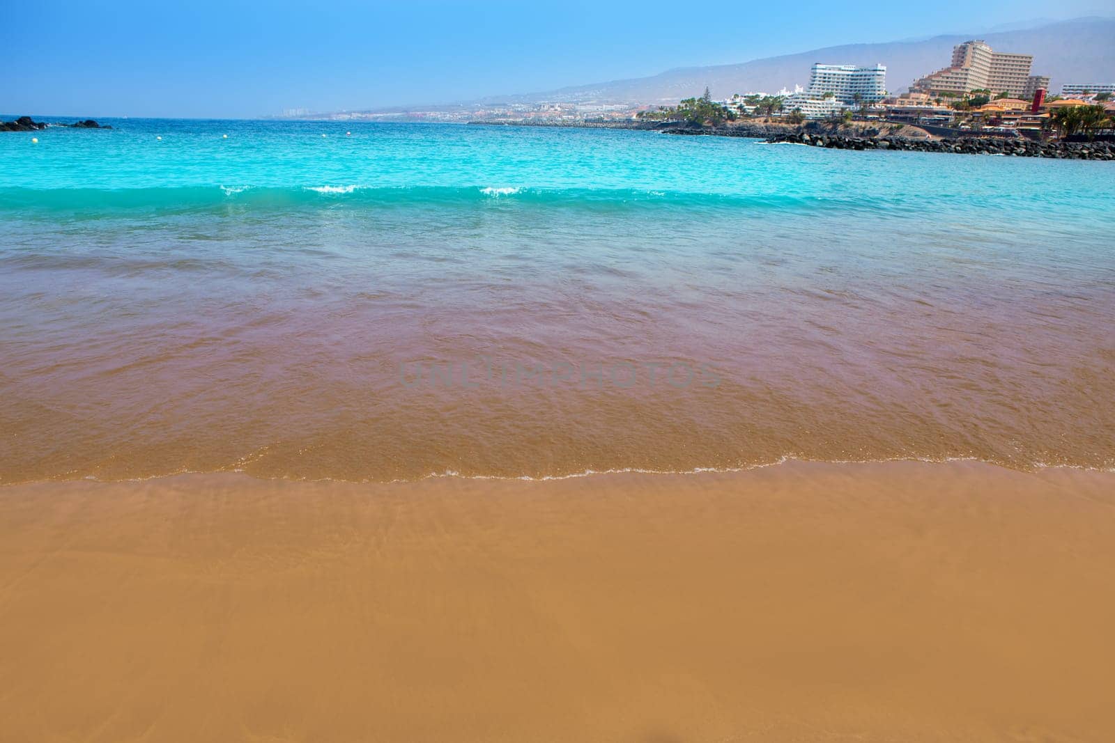 Las Americas Beach Adeje coast Beach in south Tenerife at Canary Islands