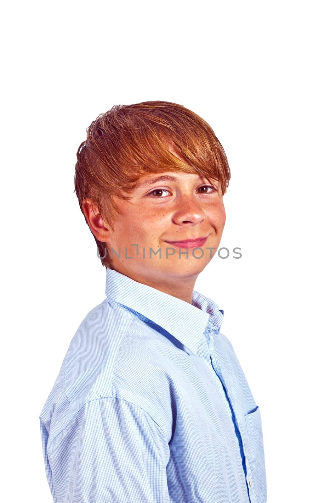 cute young happy boy in studio