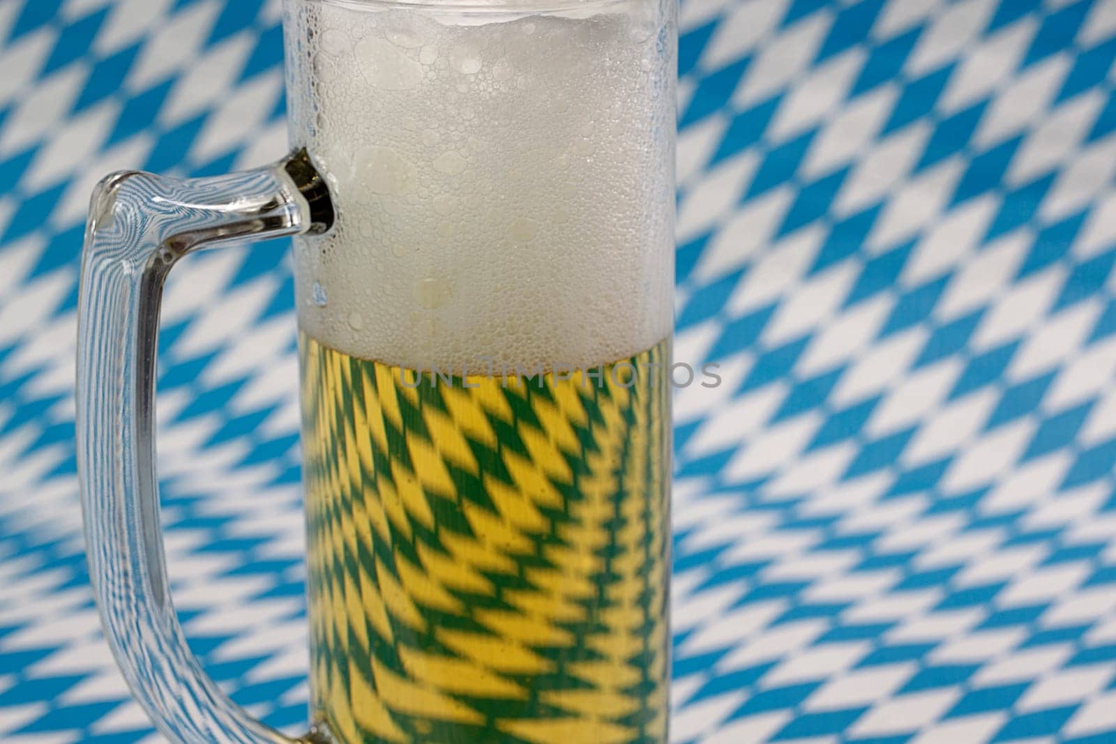 Glass of beer with the Bavarian flag