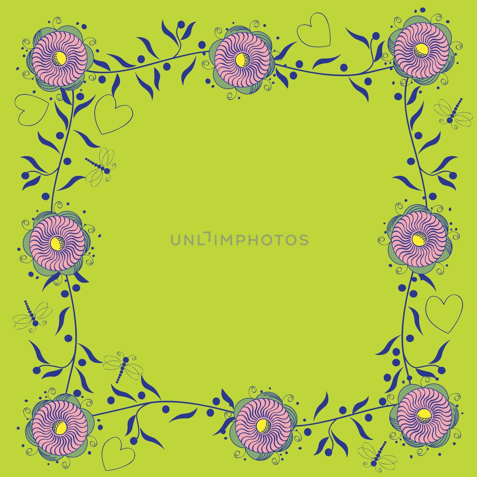 Decorative illustration with floral border design