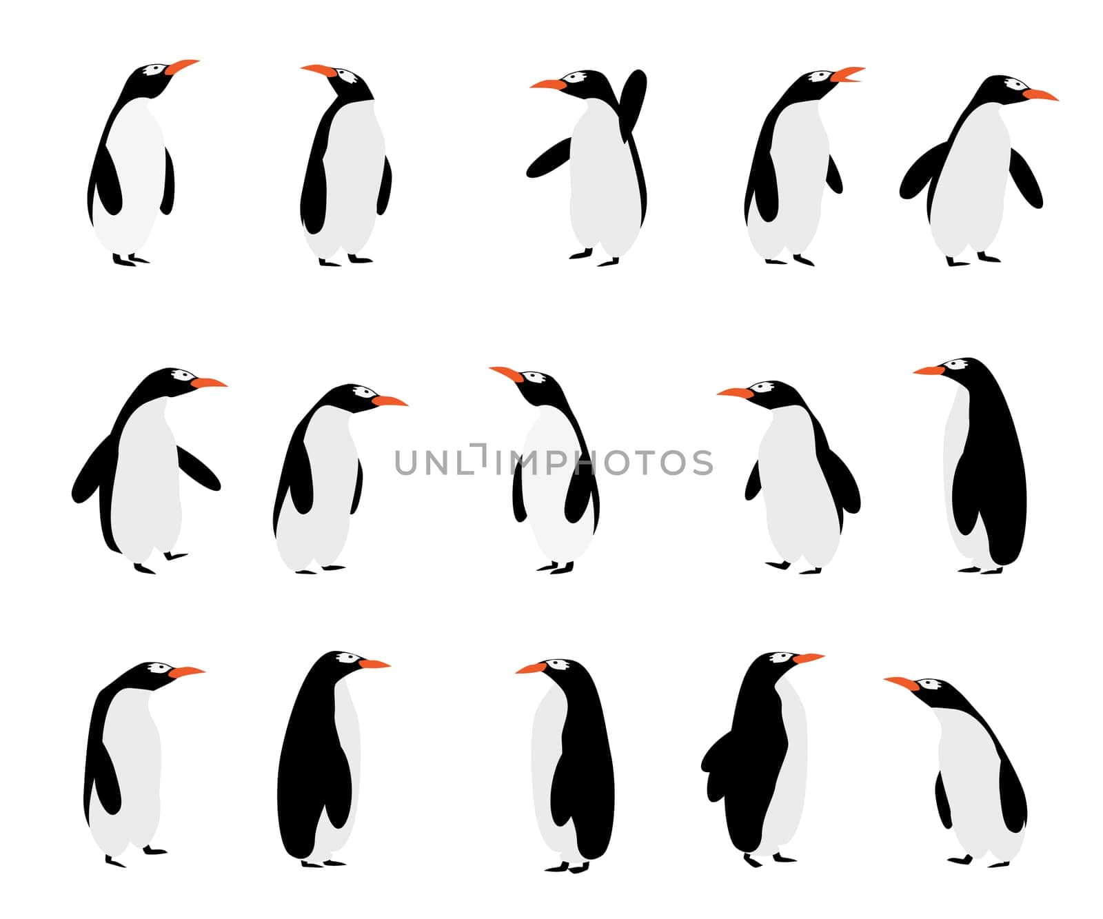 Cute cartoon penguins over white background