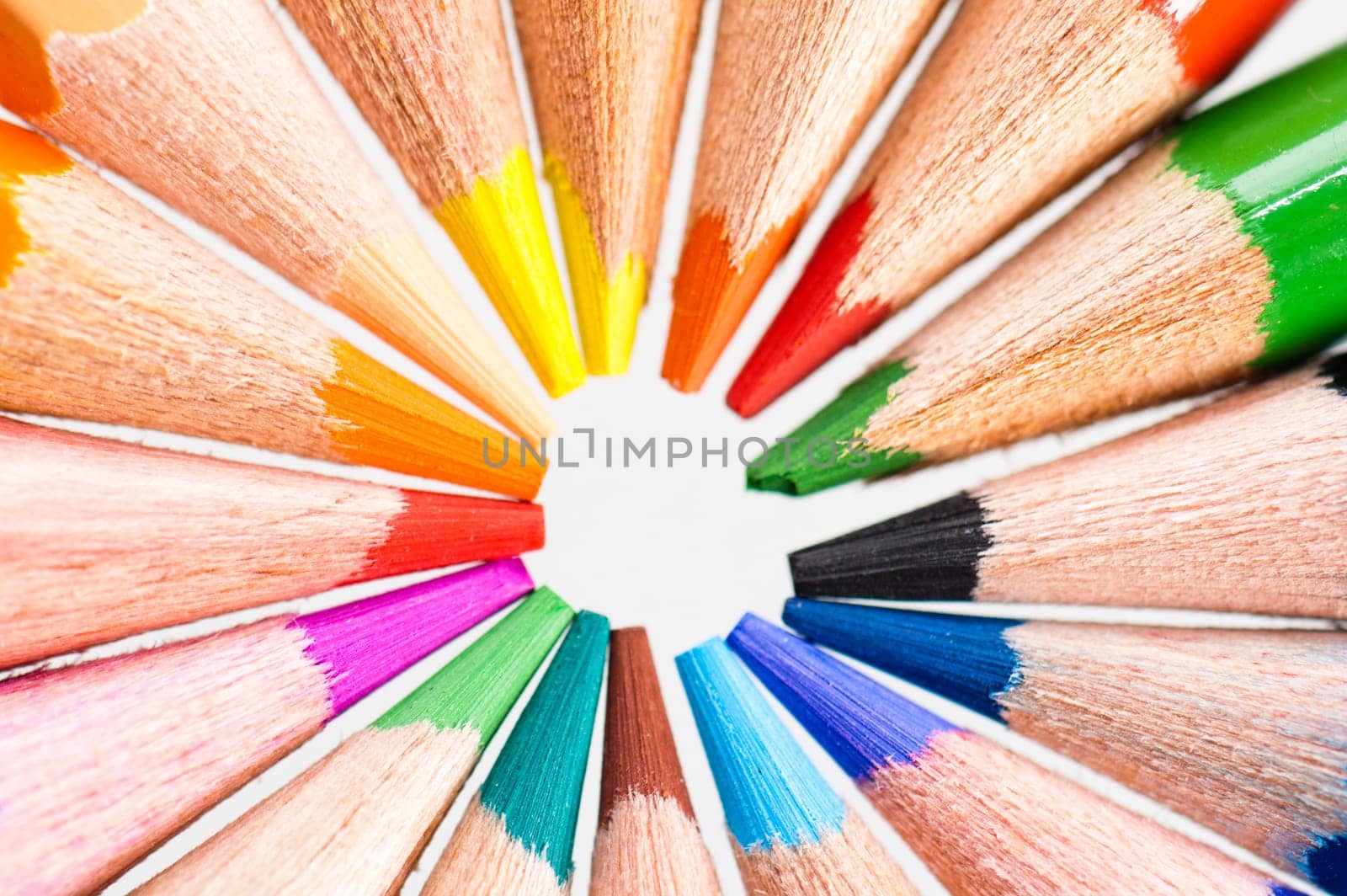 Tips of color pencils, close up