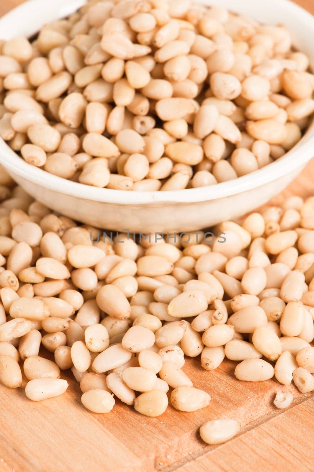 pine nuts in bowl ,  Close up