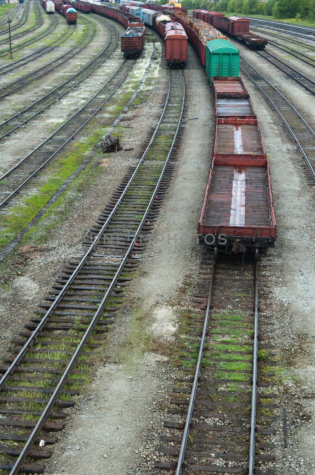 Railway rails leaving in a distance
