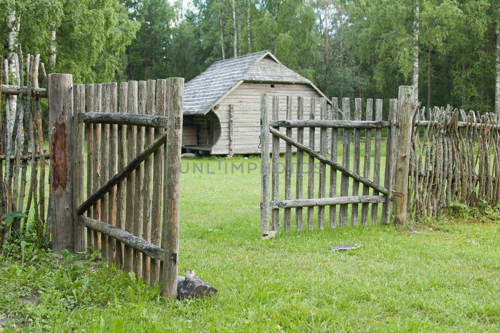 old wooden fence in the countryside