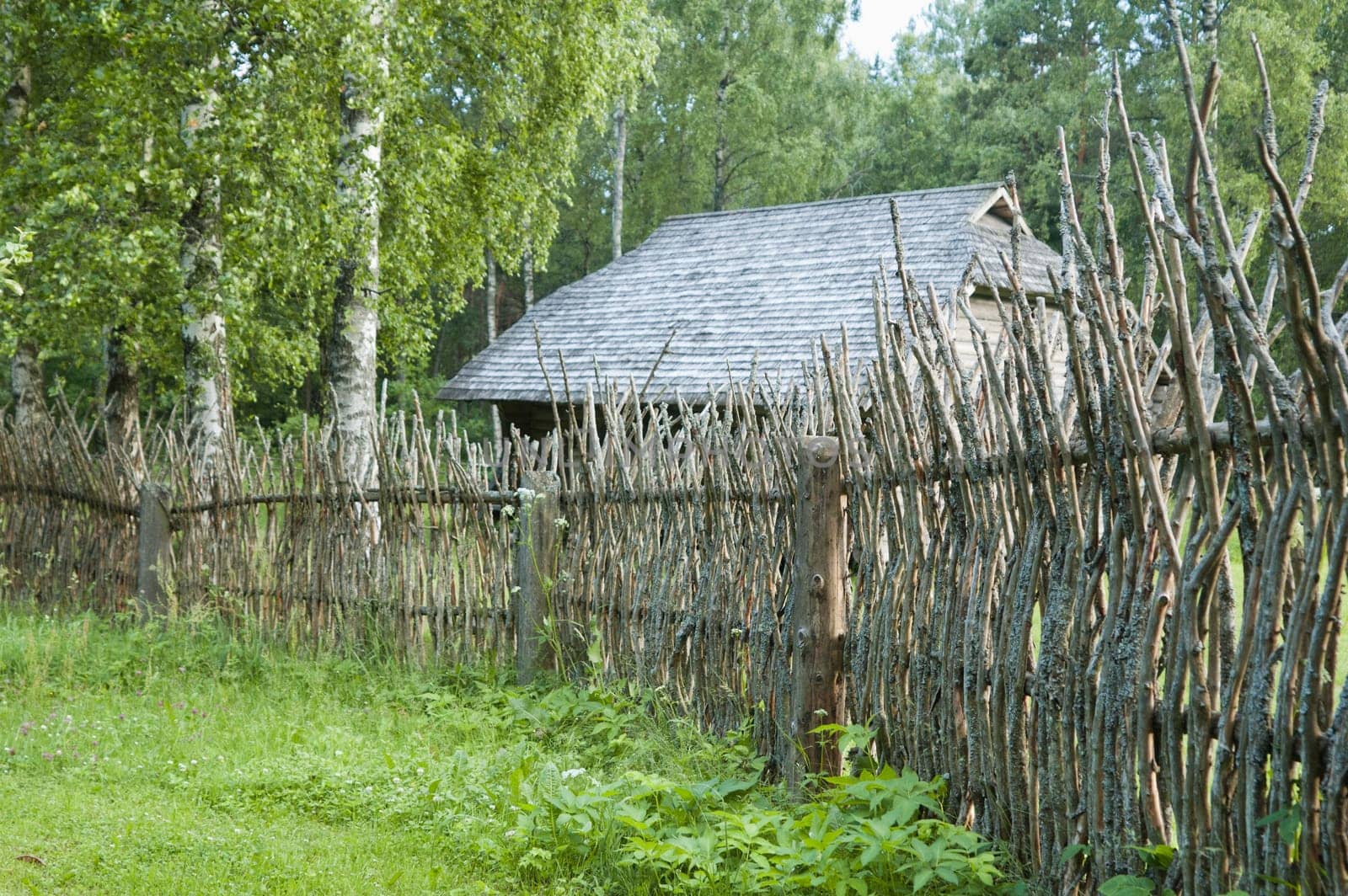 old wooden fence in the countryside