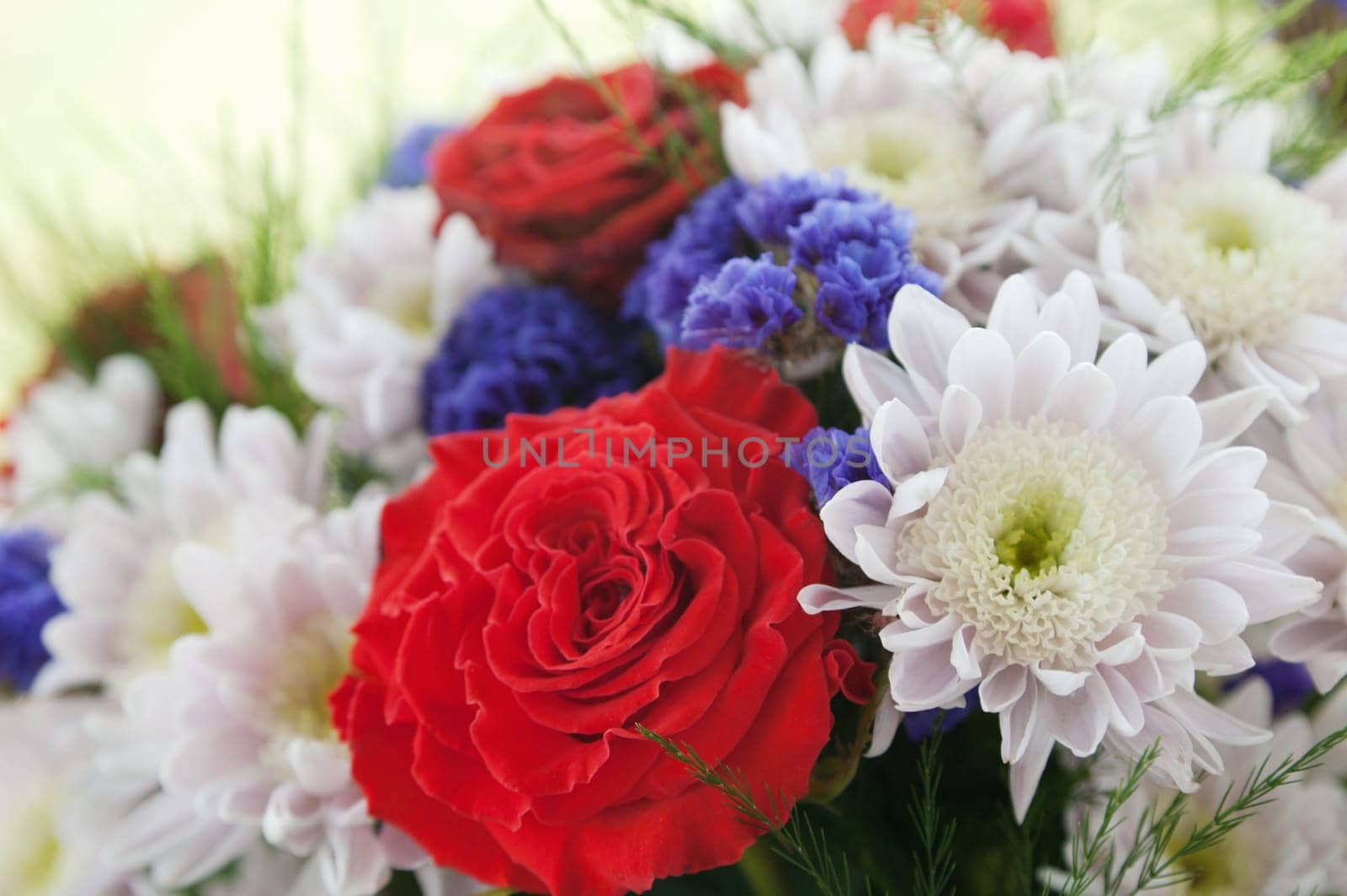 Bouquet of multi-coloured summer flowers