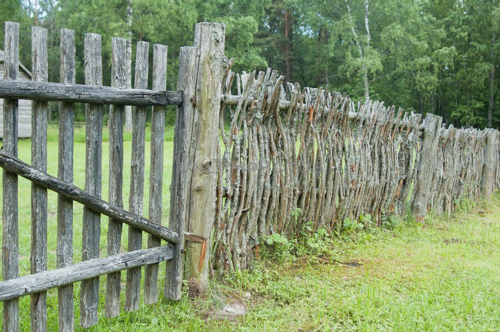 old wooden fence in the countryside