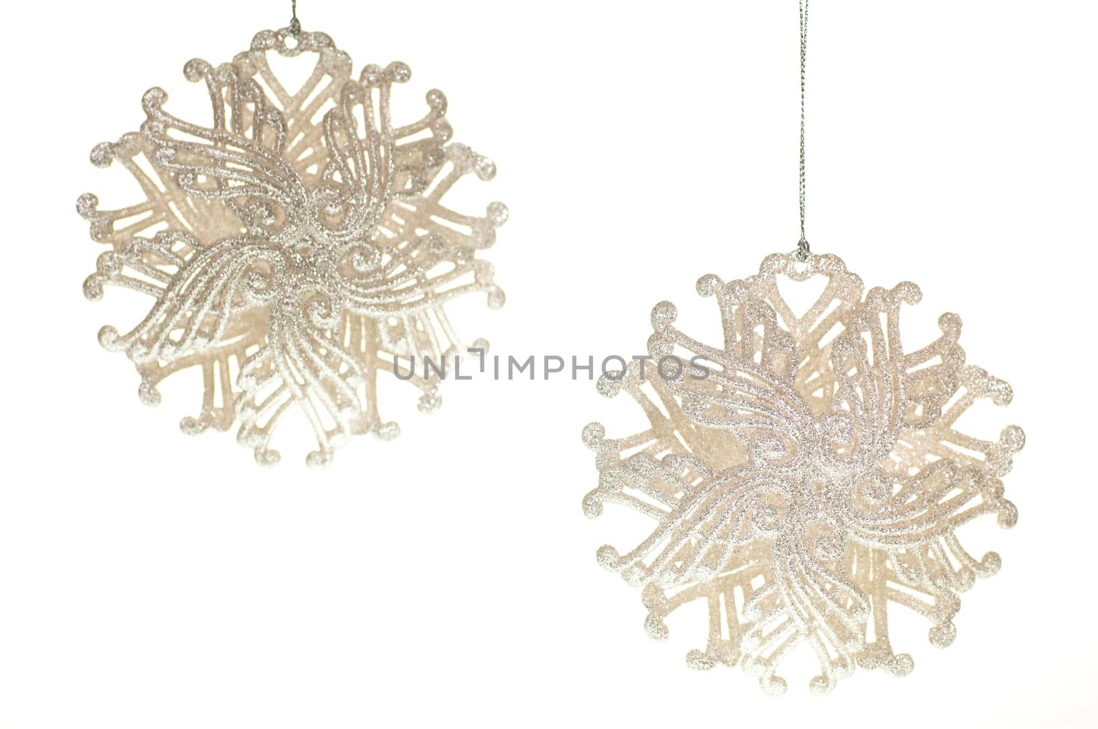 White and silver glass Christmas hanging stars