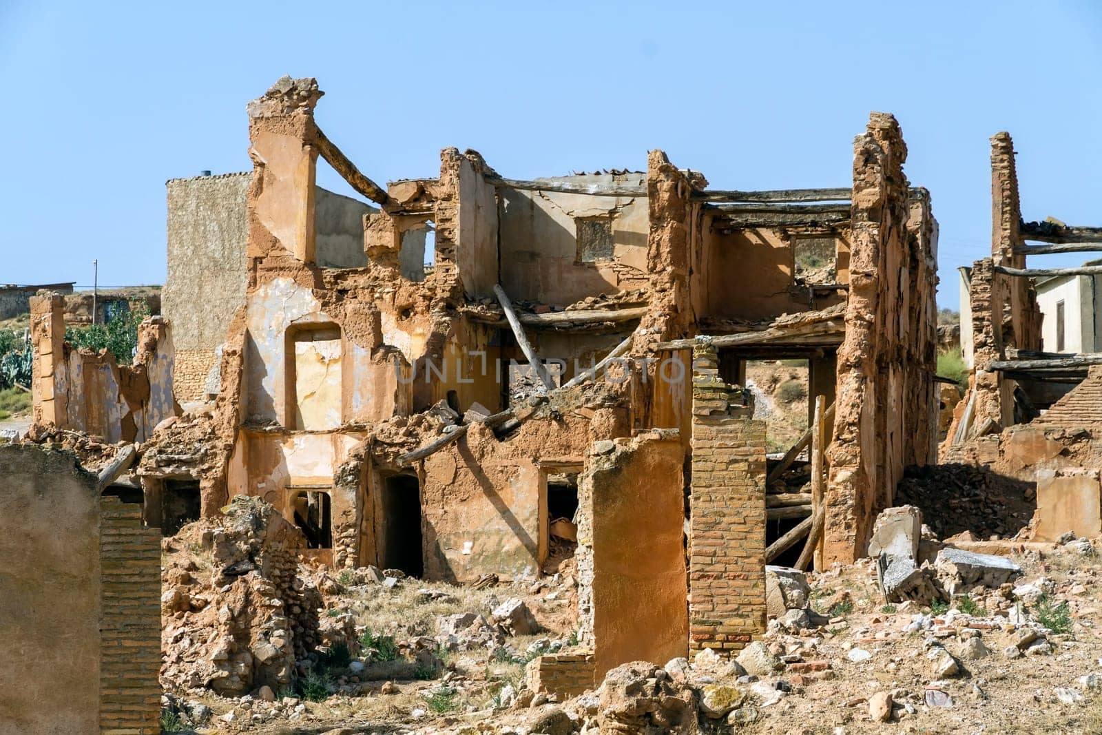 Belchite village destroyed in a bombing during the Spanish Civil War, Saragossa, Aragon, Spain