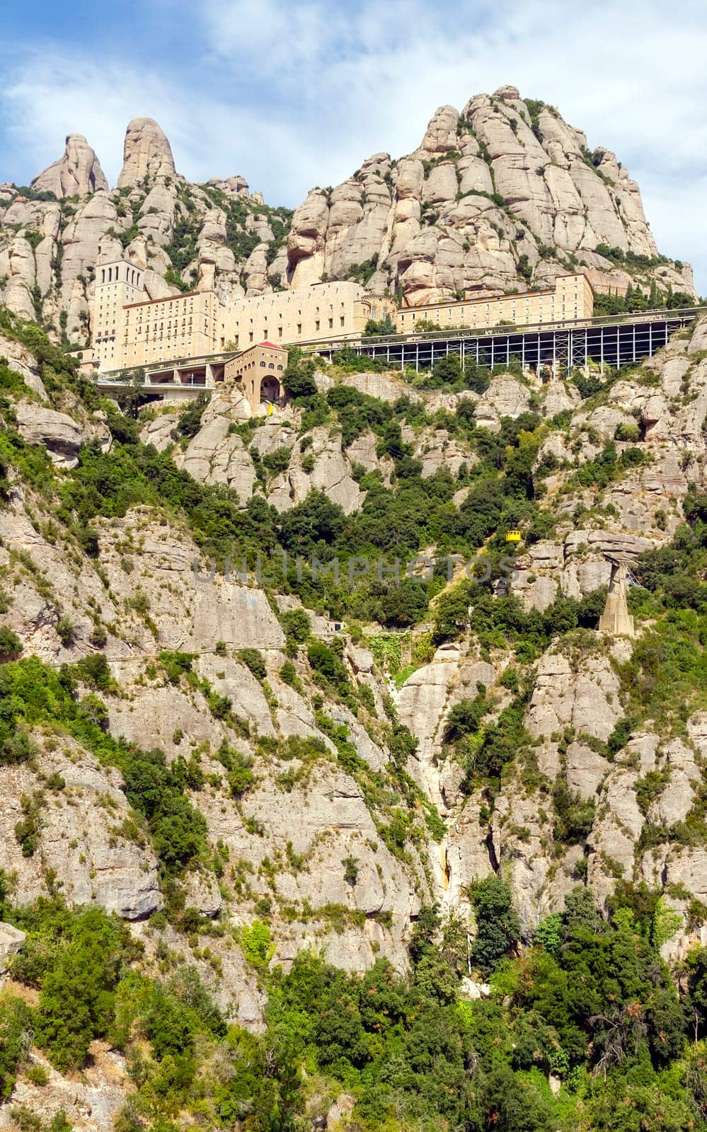 Overview Santa Maria de Montserrat monastery. Catalonia, Spain.