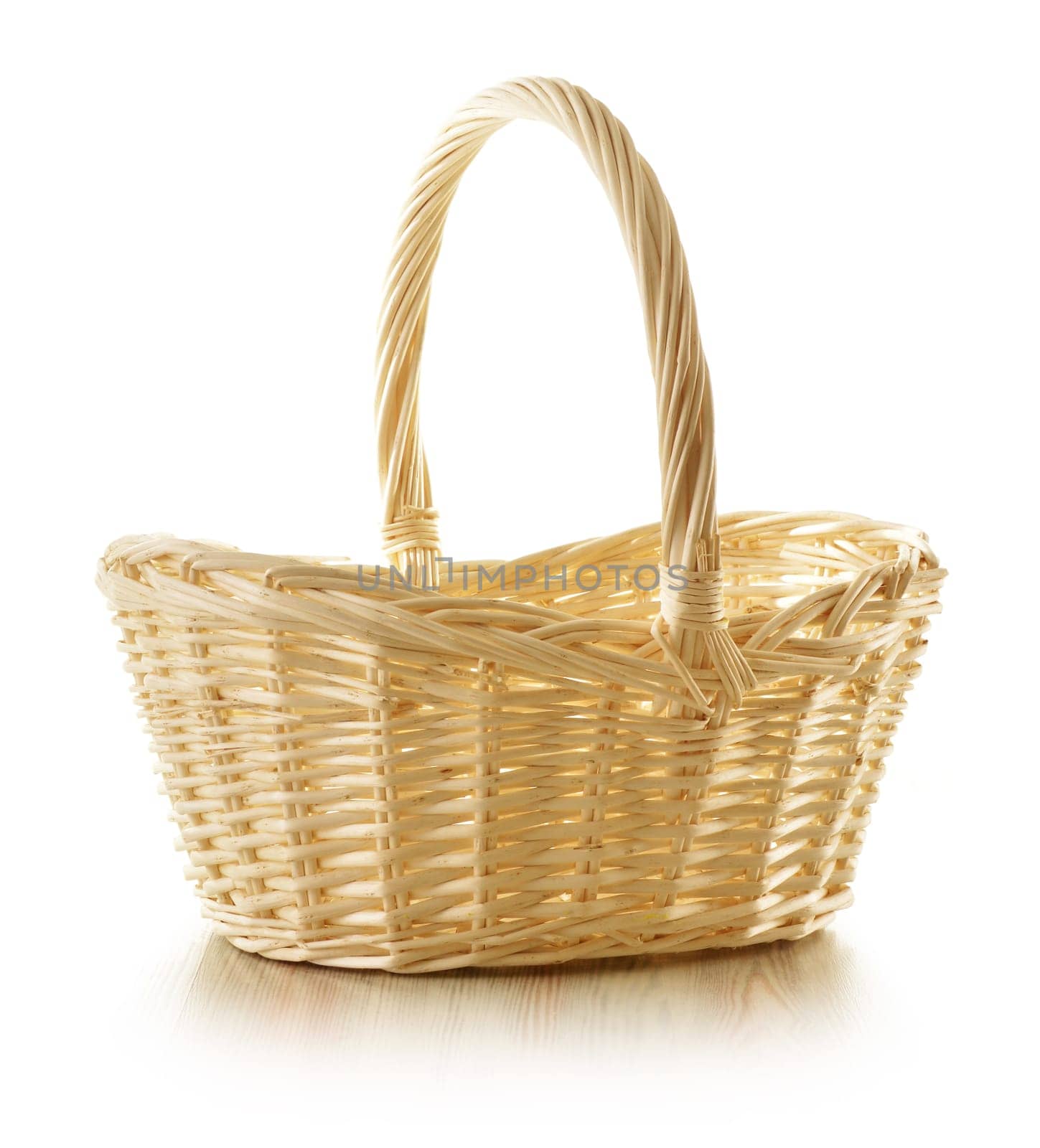 Empty wicker basket isolated on white