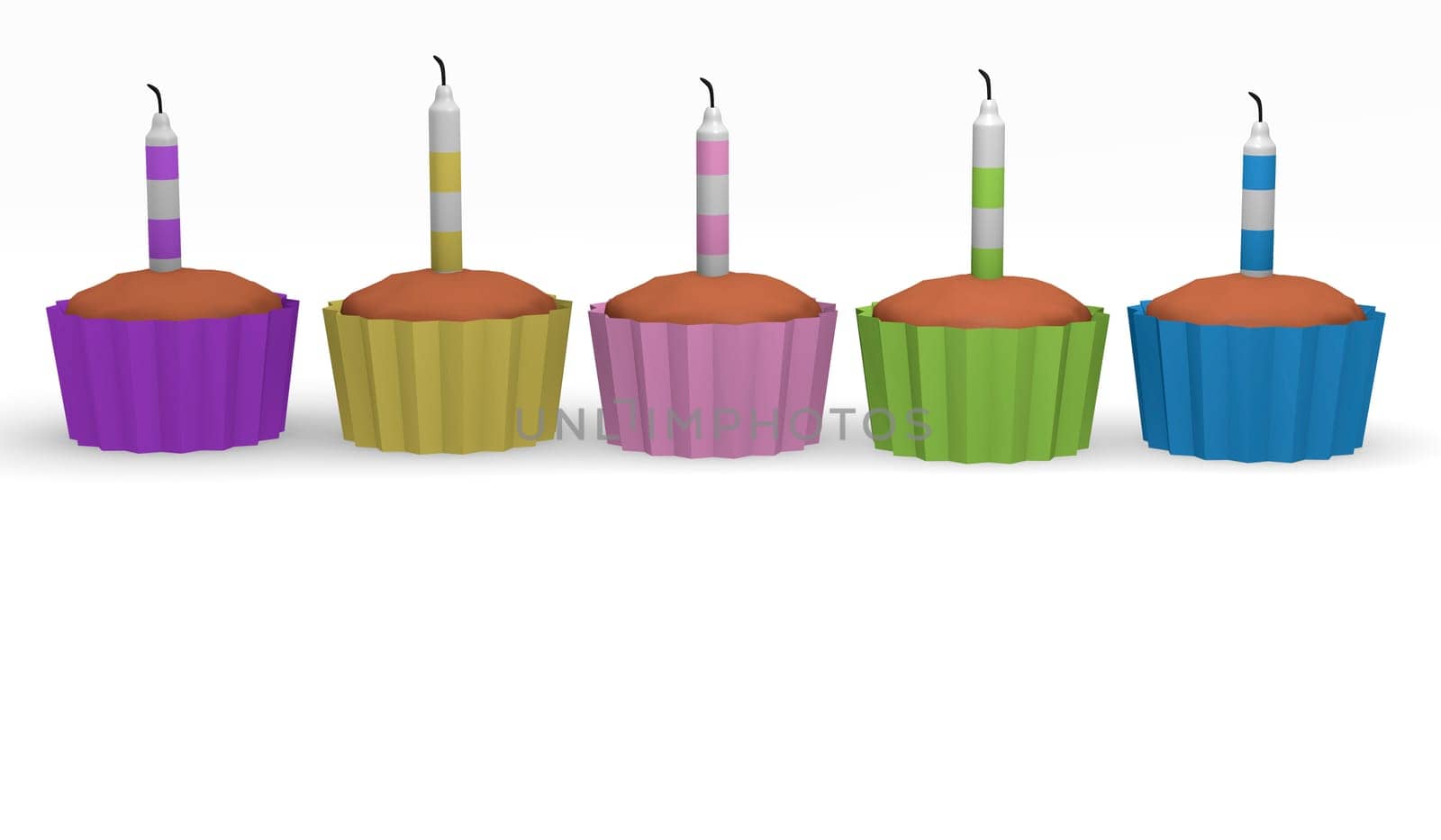 Birthday cupcakes on a white background