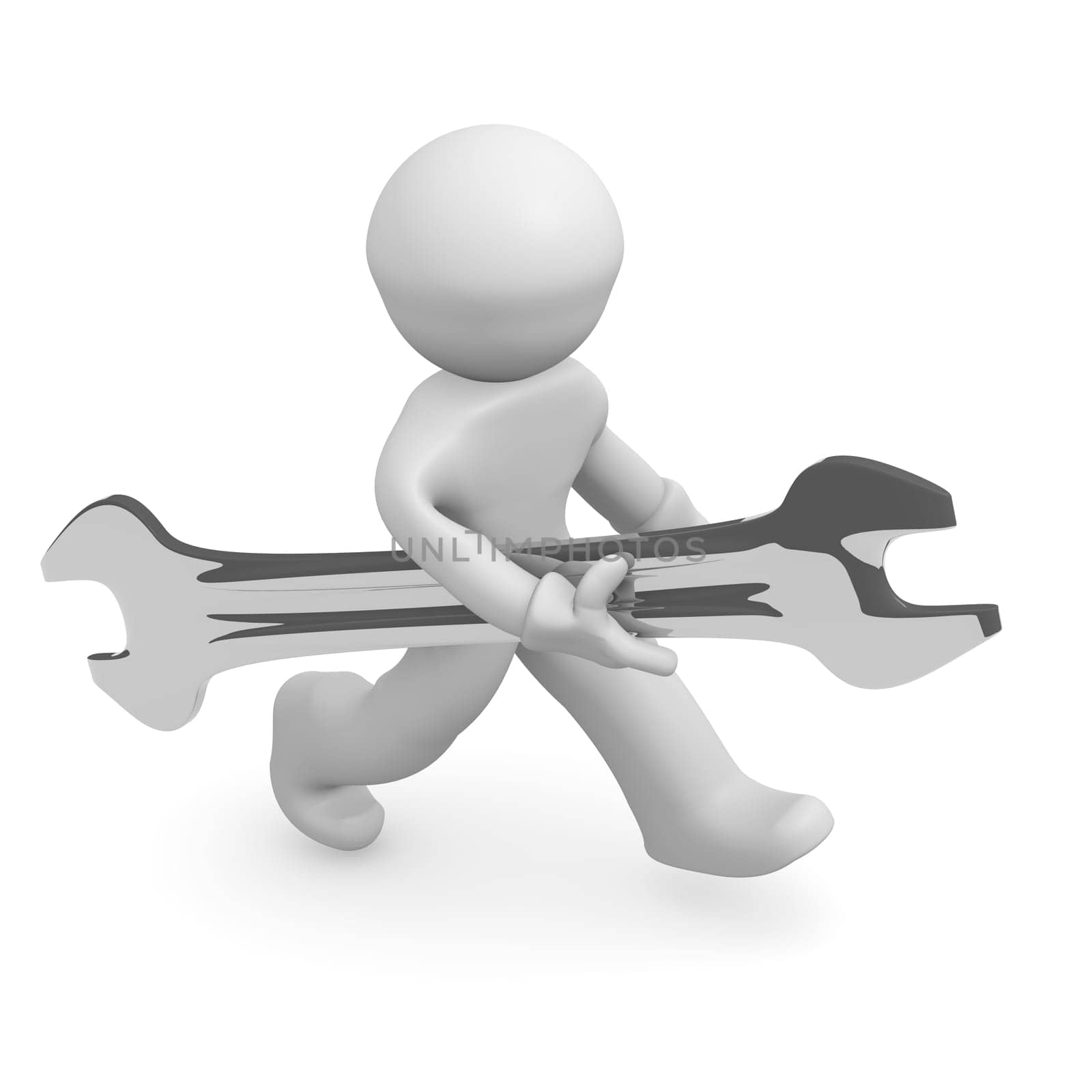 3d man with a wrench
