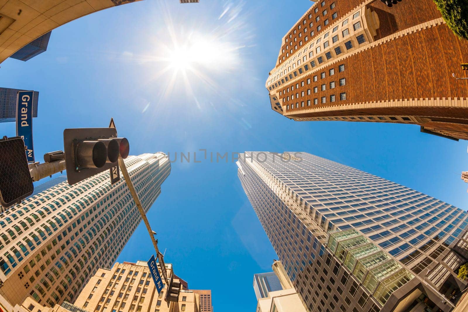 perspective of skyscraper downtown los Angeles