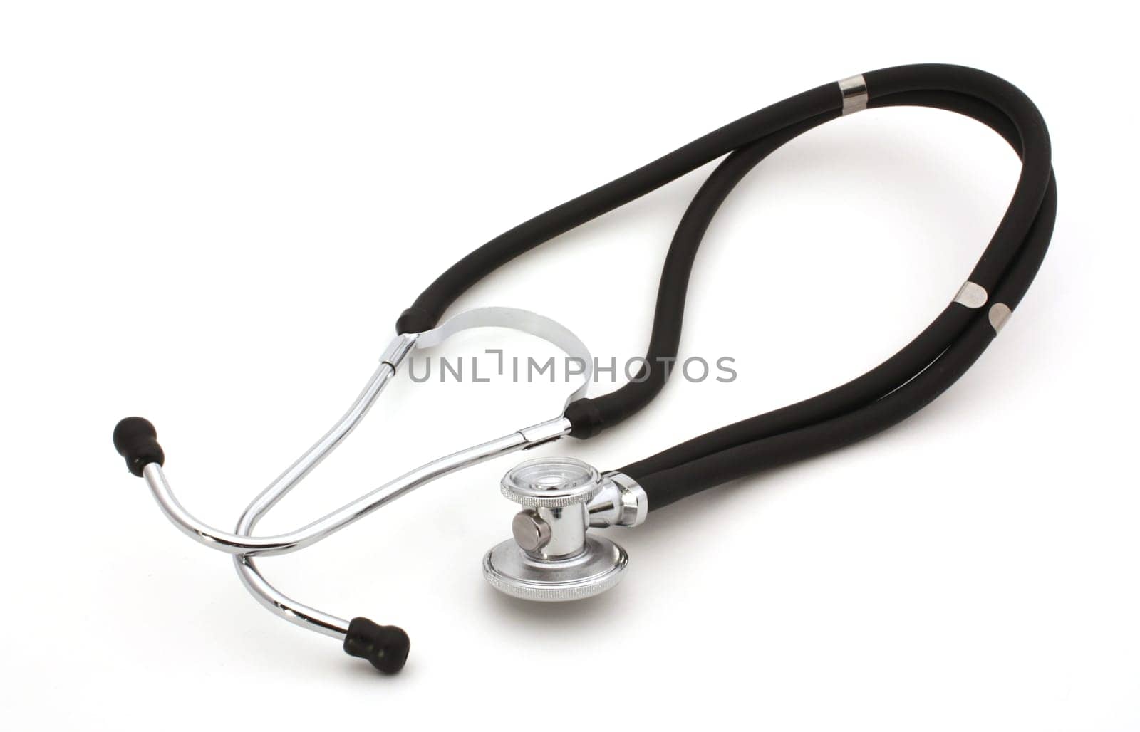 Stethoscope over white, the essential medical tool