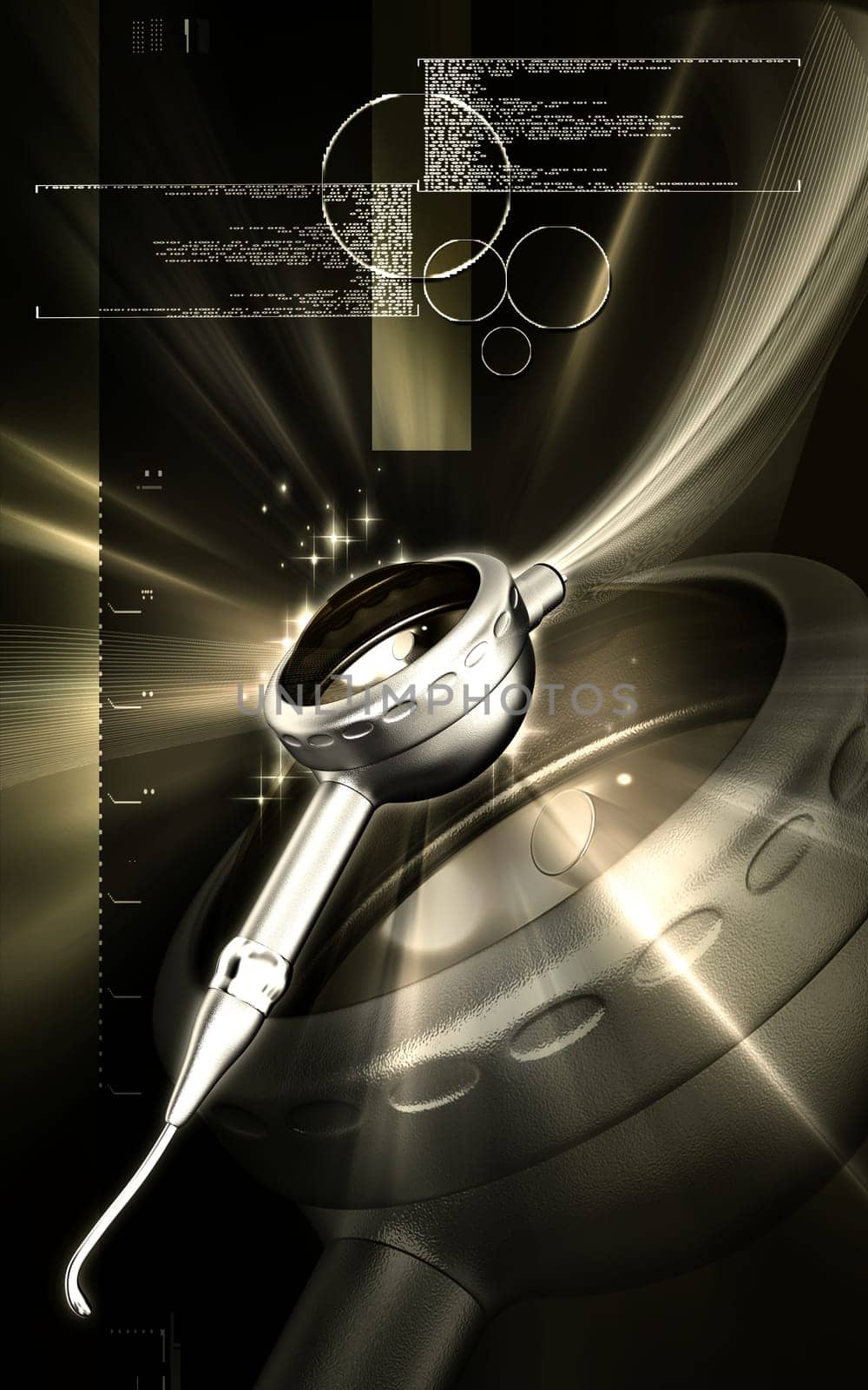 Digital illustration of Micro motor dental polisher in colour background