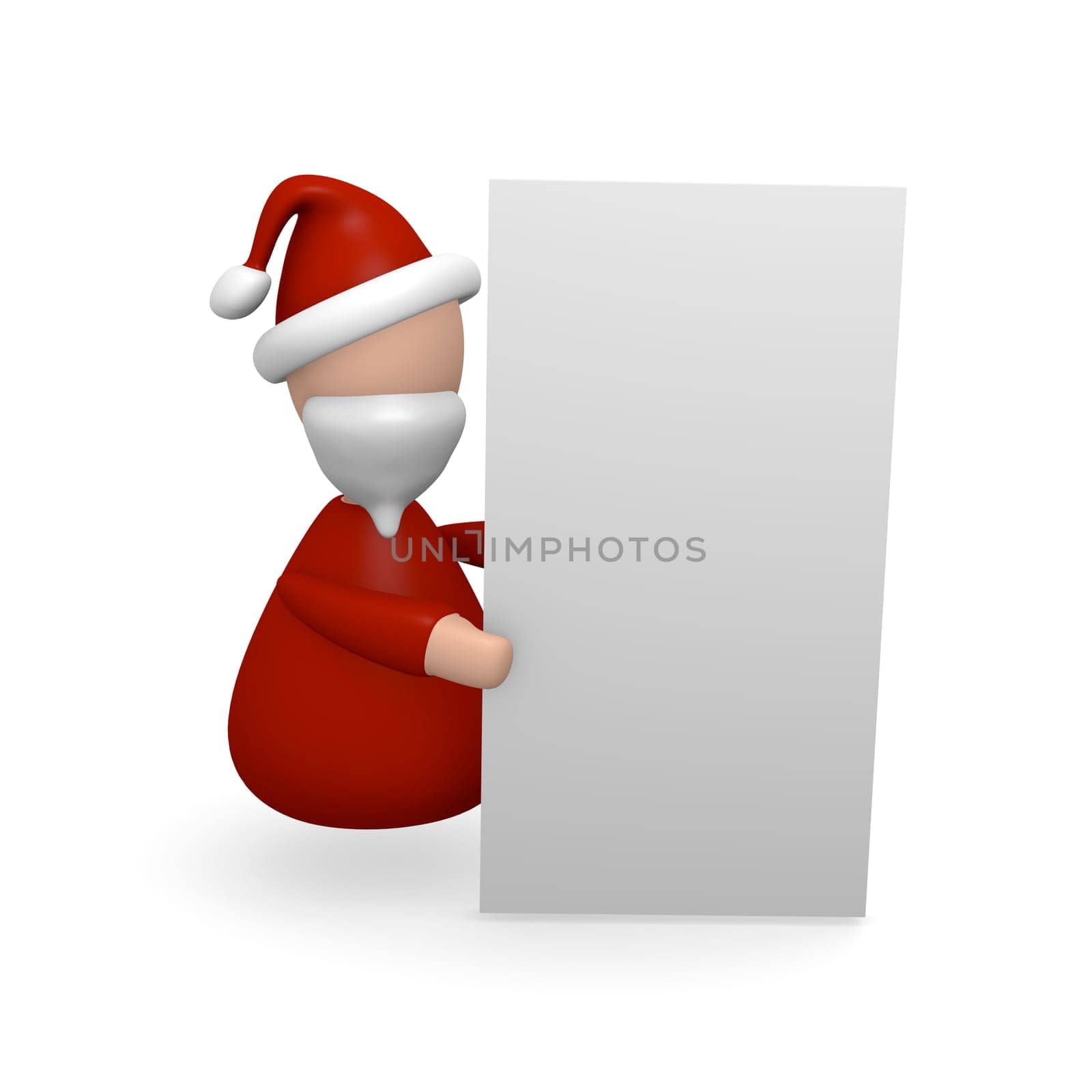 Santa Claus holding a blank board with space for text