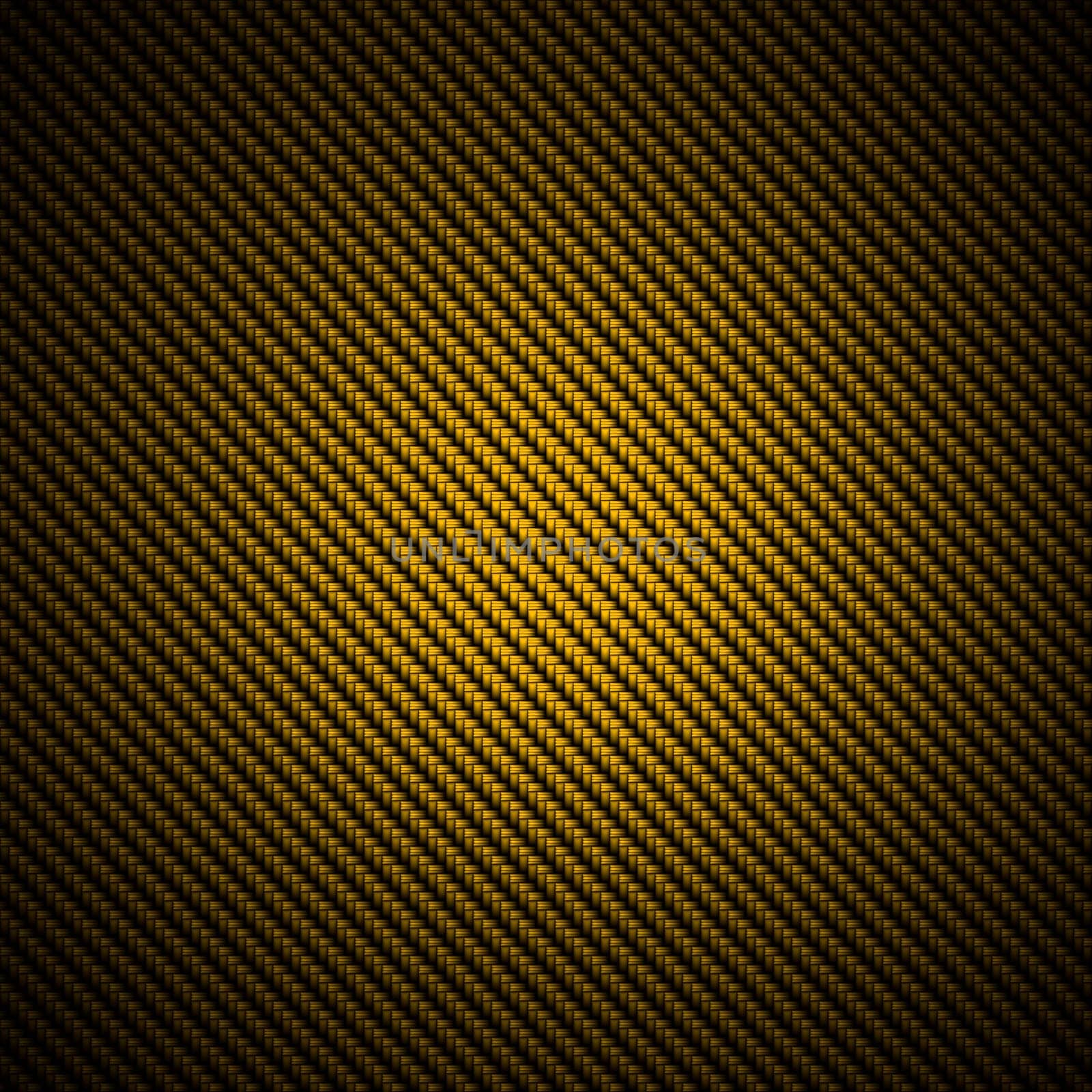 A realistic golden carbon fiber weave background or texture