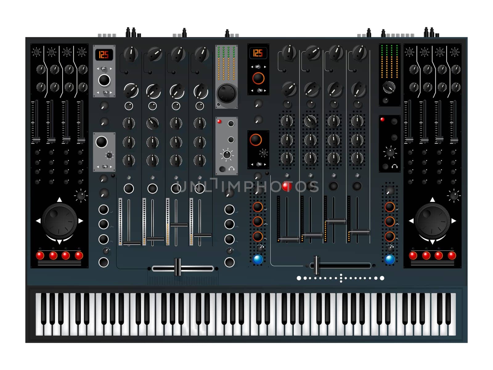 Realistic music controller, sound mixer with piano keys