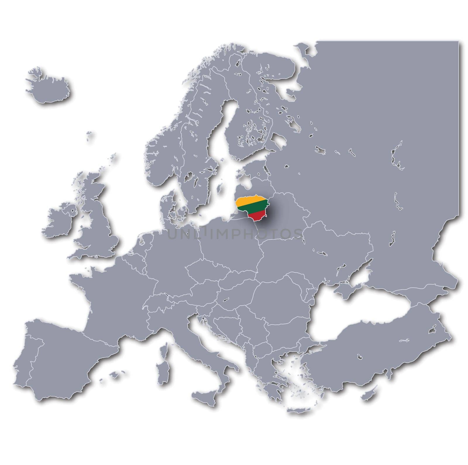 Map of Europe Lithuania