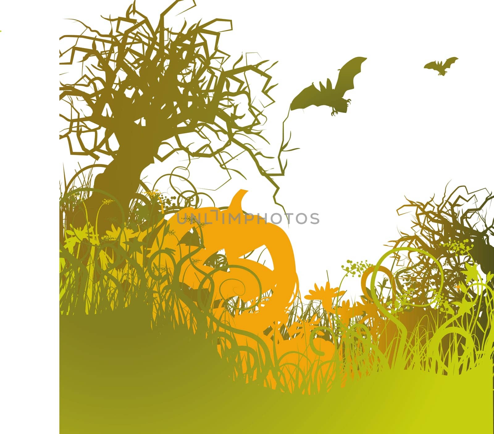 Blades of grass,pumpkins and Halloween