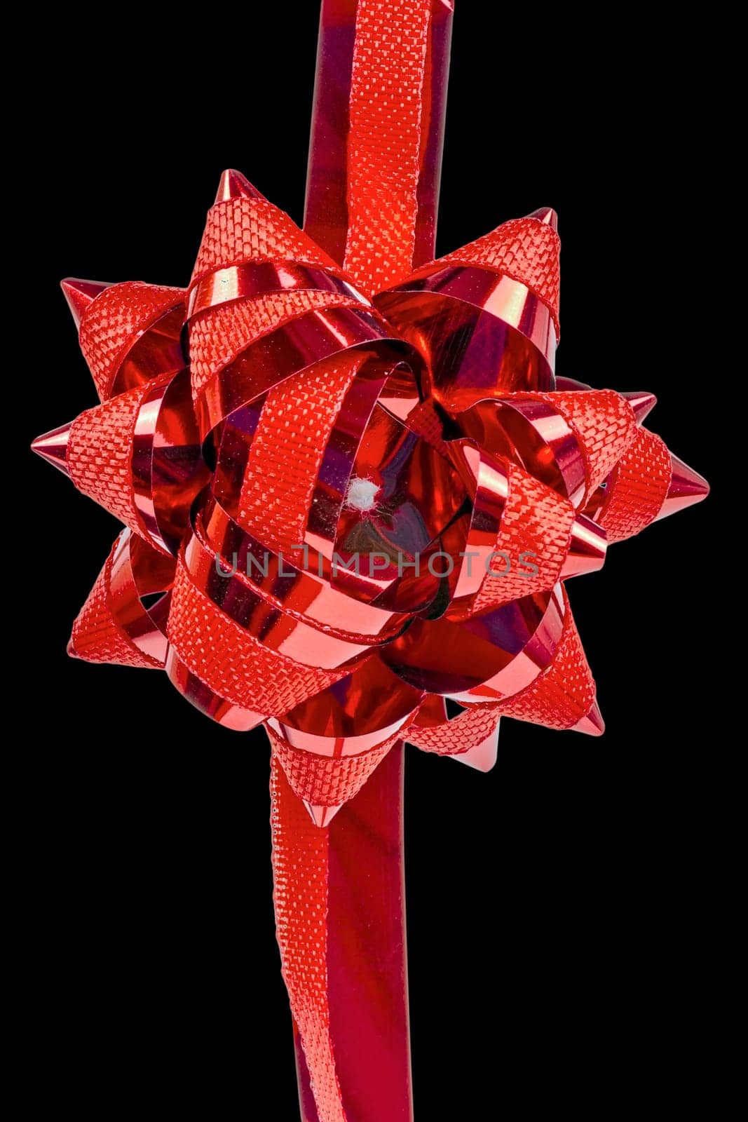 Macro flower ornament red, isolated on black background