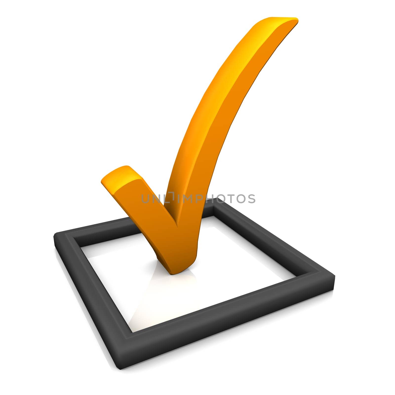 Red check list symbol on the white background.