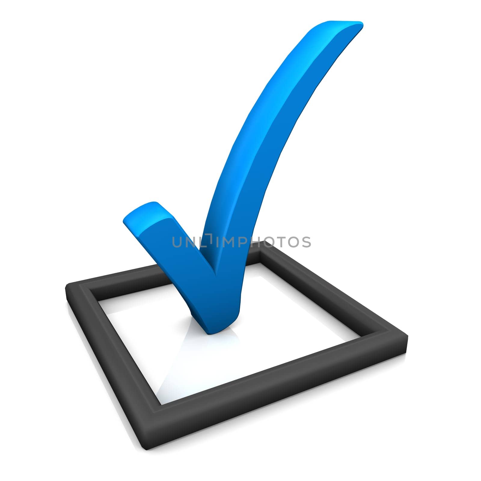 Blue check list symbol on the white background.