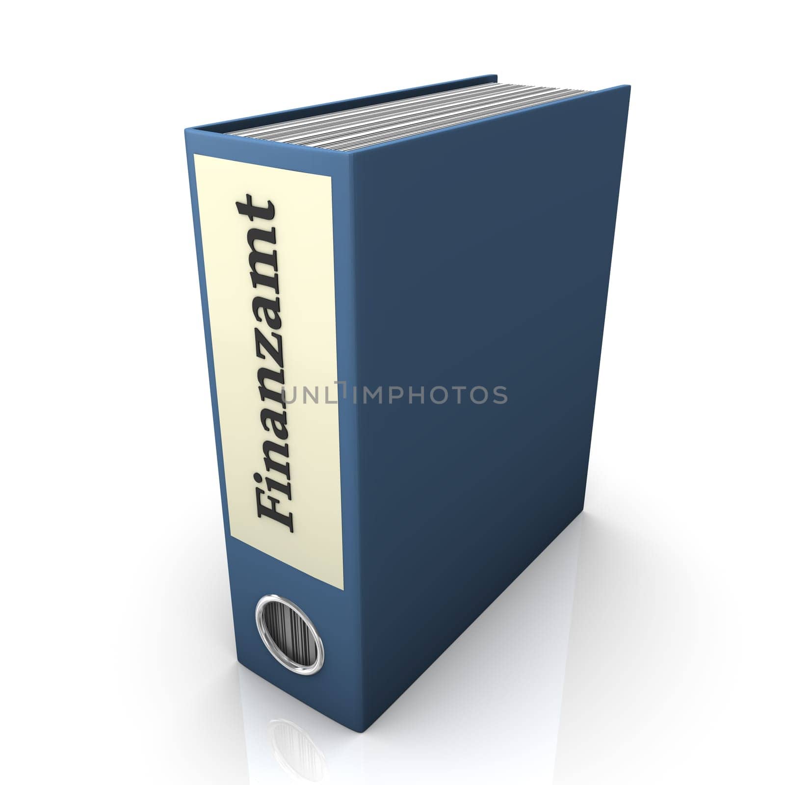 Blue folder with the heading "Tax Office"" on the white background."