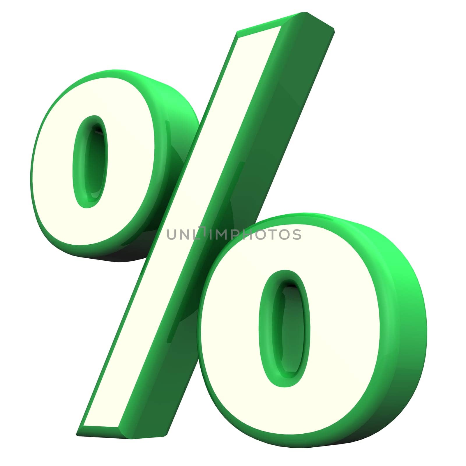 Green per cent symbol  on the white background.