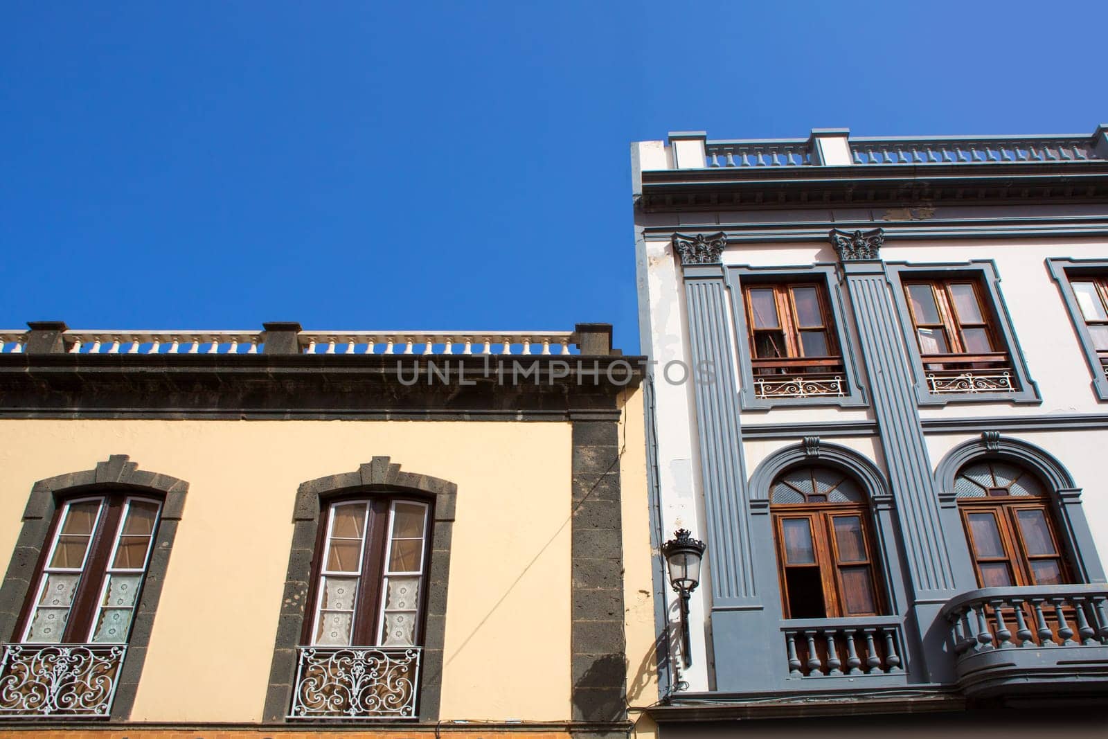 Santa Cruz de La Palma colonial street house facades in canary Islands