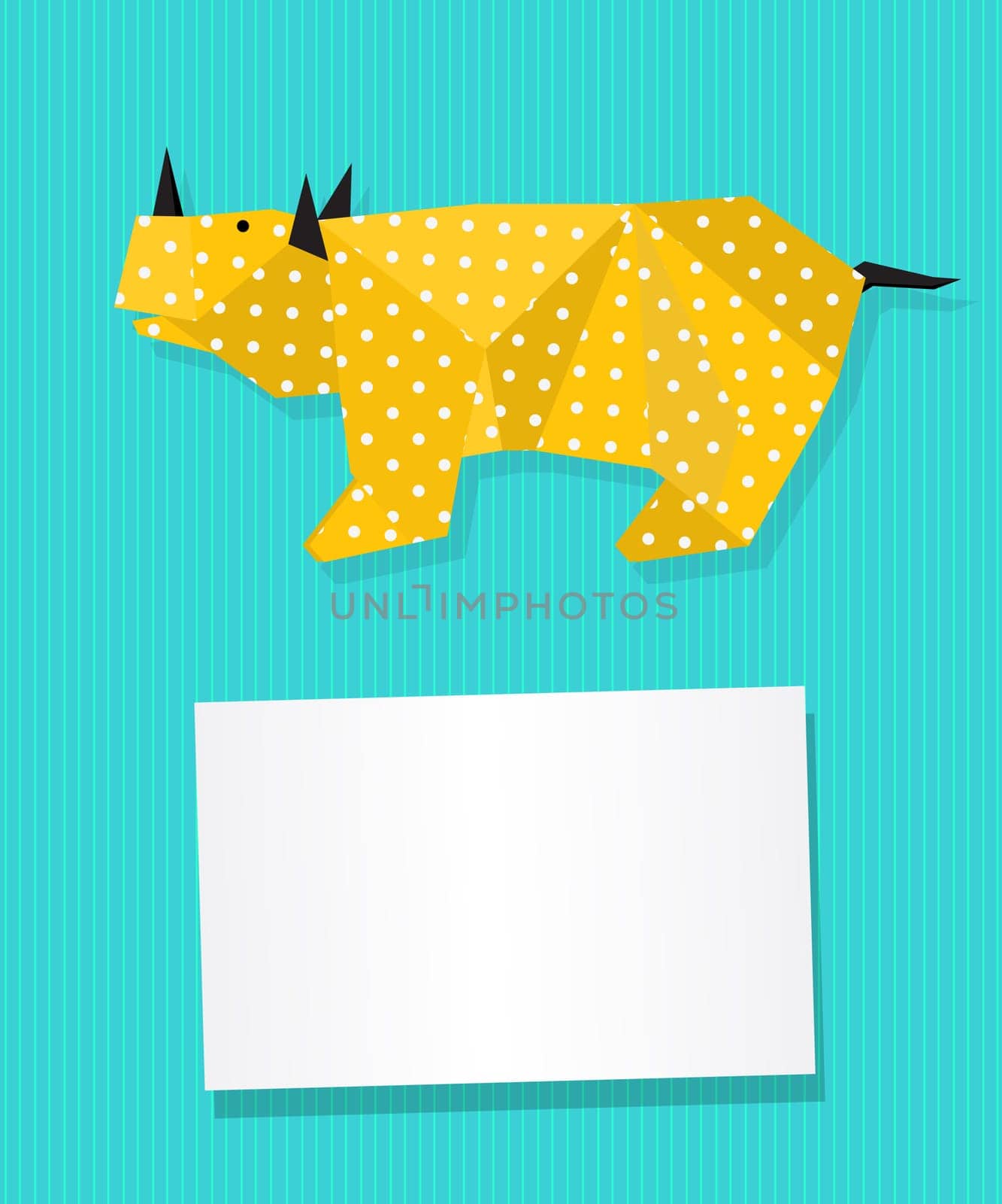 Decorative text card/invitation with collage Rhinoceros