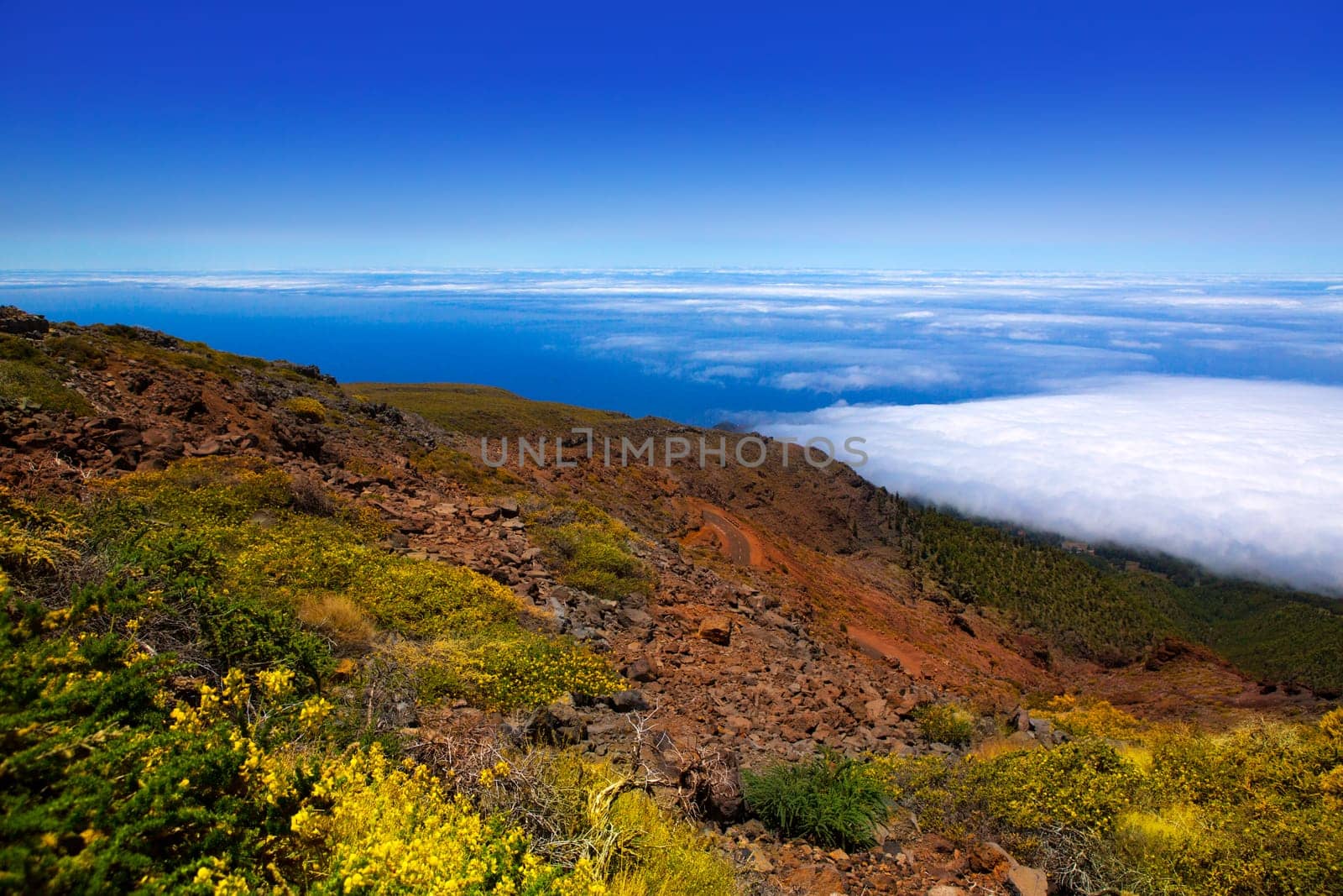 Blue sky sea of clouds in La Palma  Caldera de Taburiente Canary Island