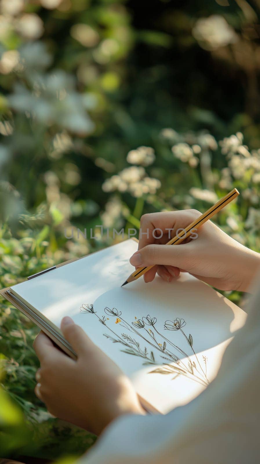 Botanical sketch in a nature journal. Ideal for artistic inspiration, mindfulness, eco-friendly branding, and creative projects