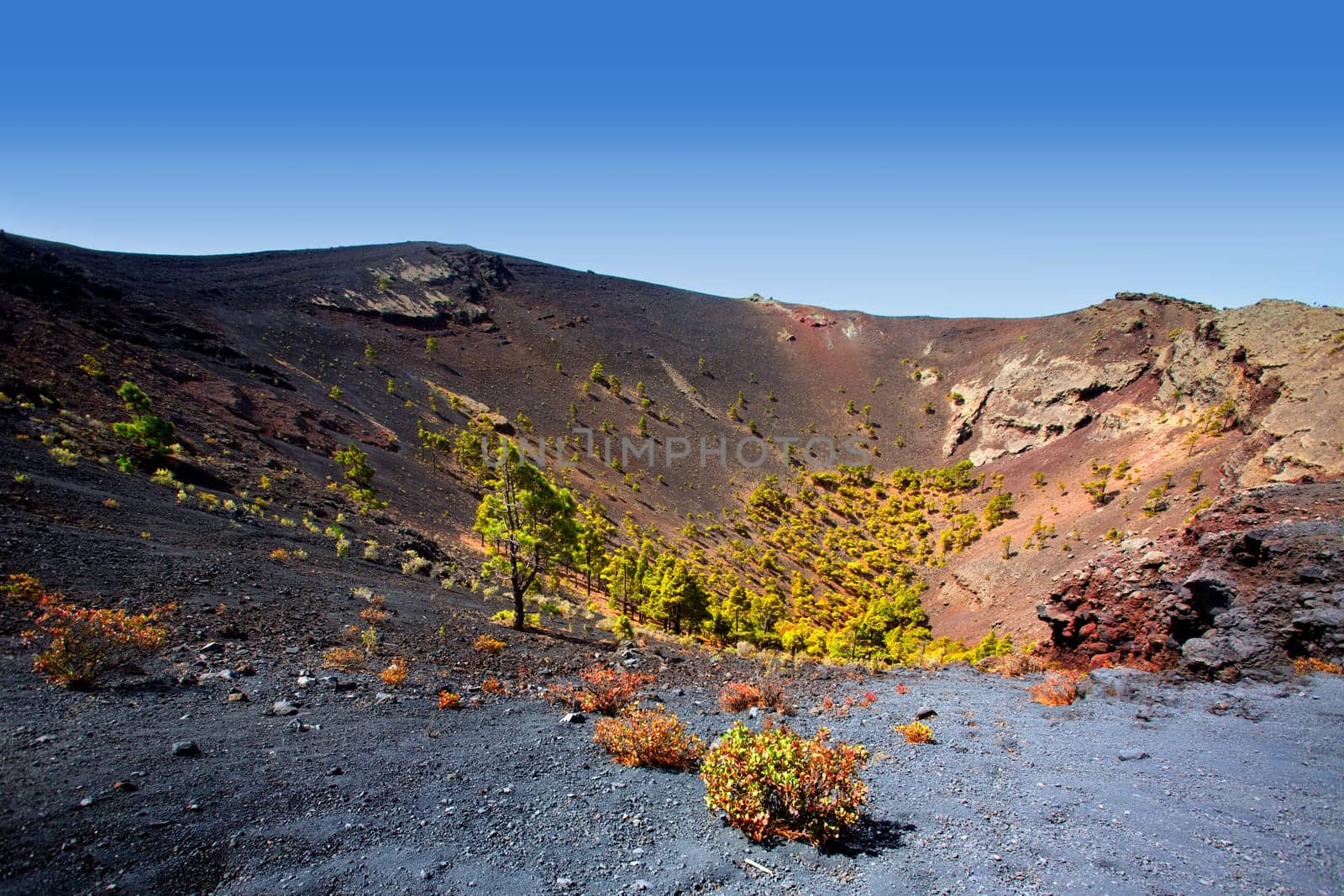 Crater in La Palma San Antonio volcano Fuencaliente at Canary islands