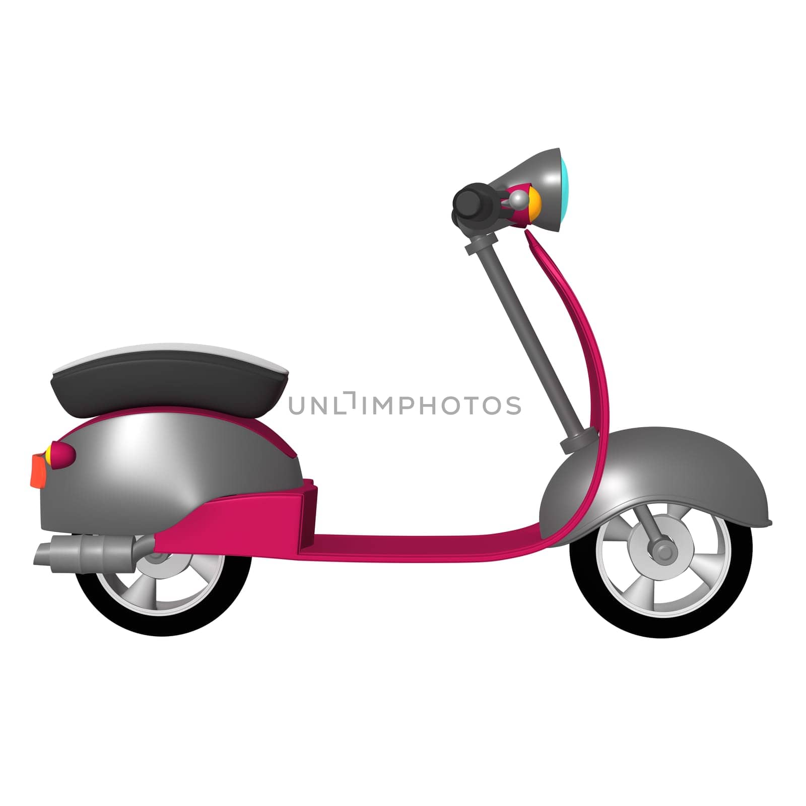 Side view isolated scooter parket at white studio