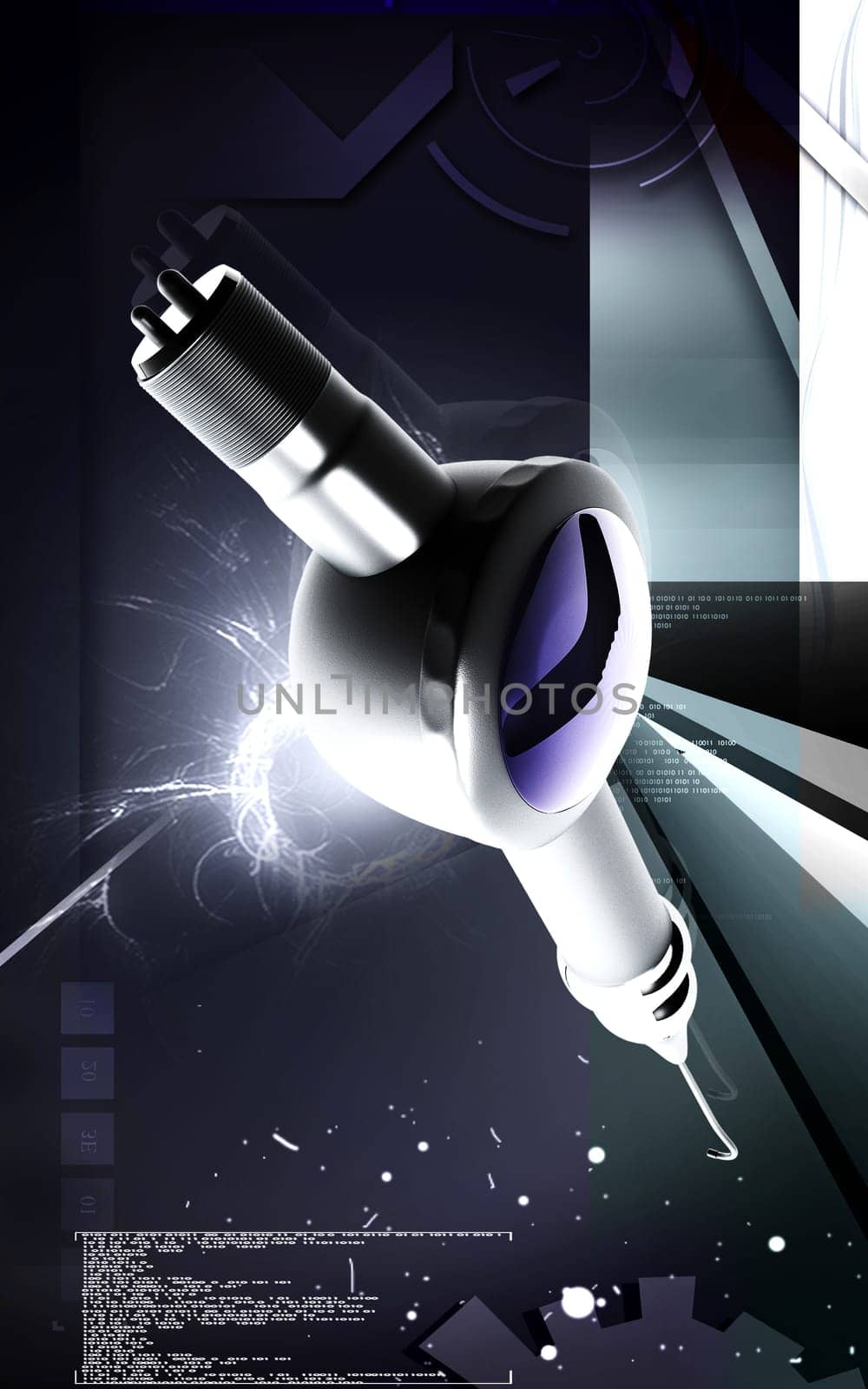 Digital illustration of Micro motor dental polisher in colour background
