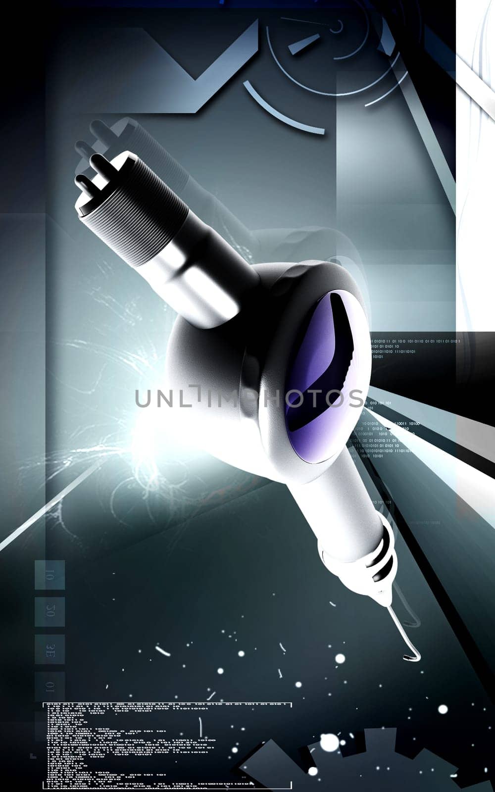 Digital illustration of Micro motor dental polisher in colour background