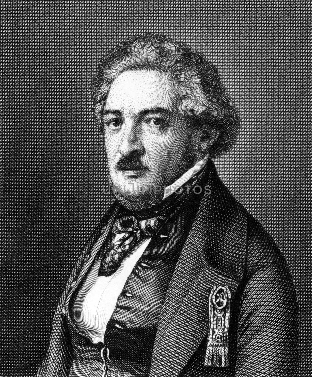 Armand Marrast (1801-1852) on engraving from 1859. French politician and mayor of Paris. Engraved by Nordheim and published in Meyers Konversations-Lexikon, Germany,1859.