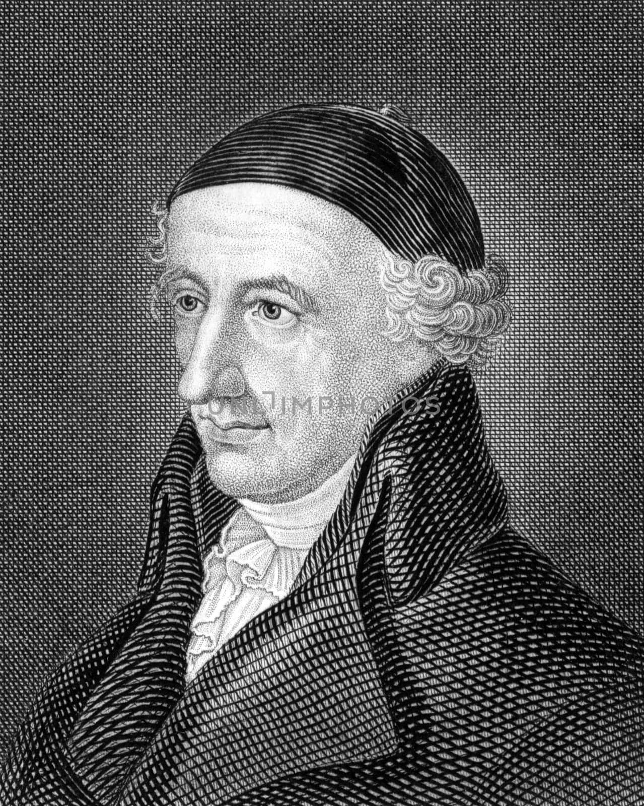 Christoph Martin Wieland (1733-1813) on engraving from 1859. German poet and writer. Engraved by unknown artist and published in Meyers Konversations-Lexikon, Germany,1859.