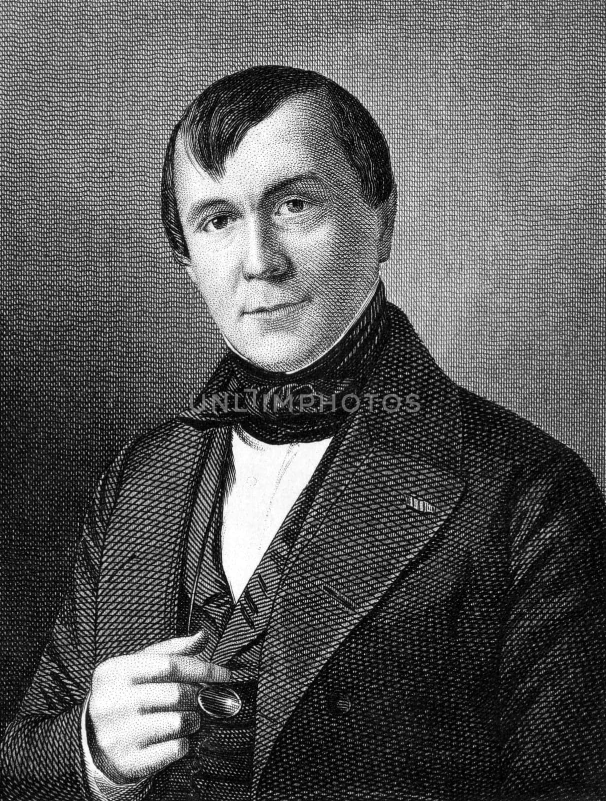 Emile de Girardin (1802-1881) on engraving from 1859. French journalist, publicist and politician. Engraved by unknown artist and published in Meyers Konversations-Lexikon, Germany,1859.