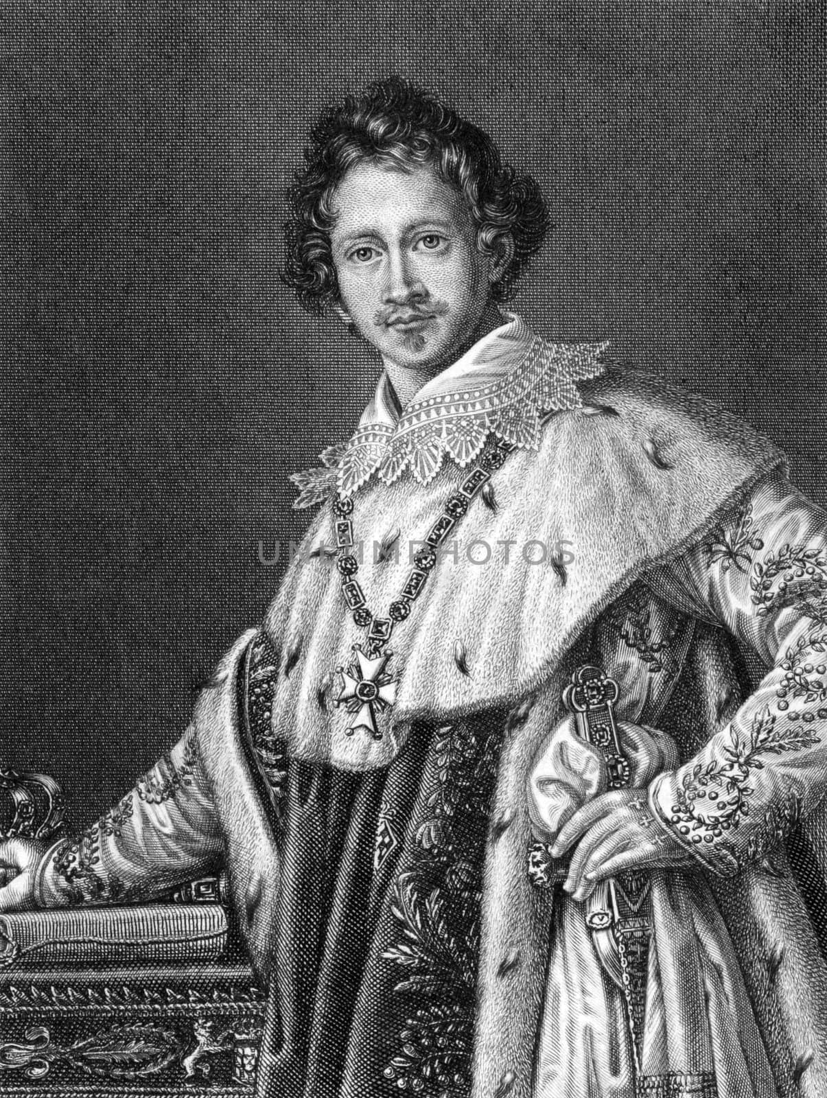 Ludwig I of Bavaria (1786-1868) on engraving from 1859. German king of Bavaria during1825-1848. Engraved by C.Barth and published in Meyers Konversations-Lexikon, Germany,1859.