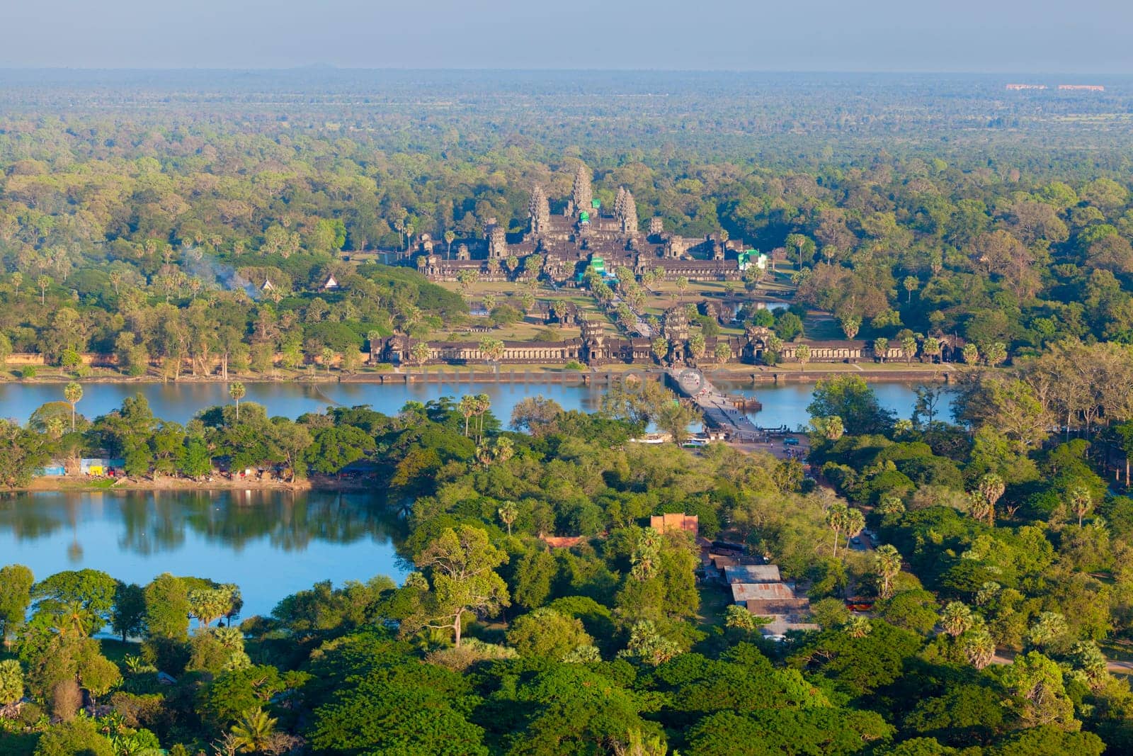Aerial view of Angkor Wat from a helium balloon