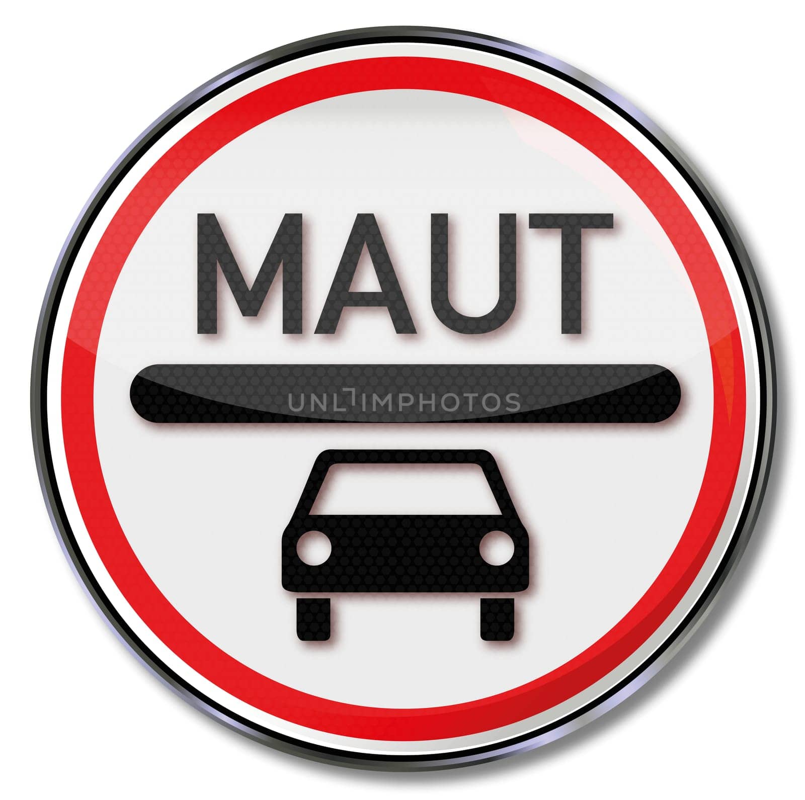Sign toll and car