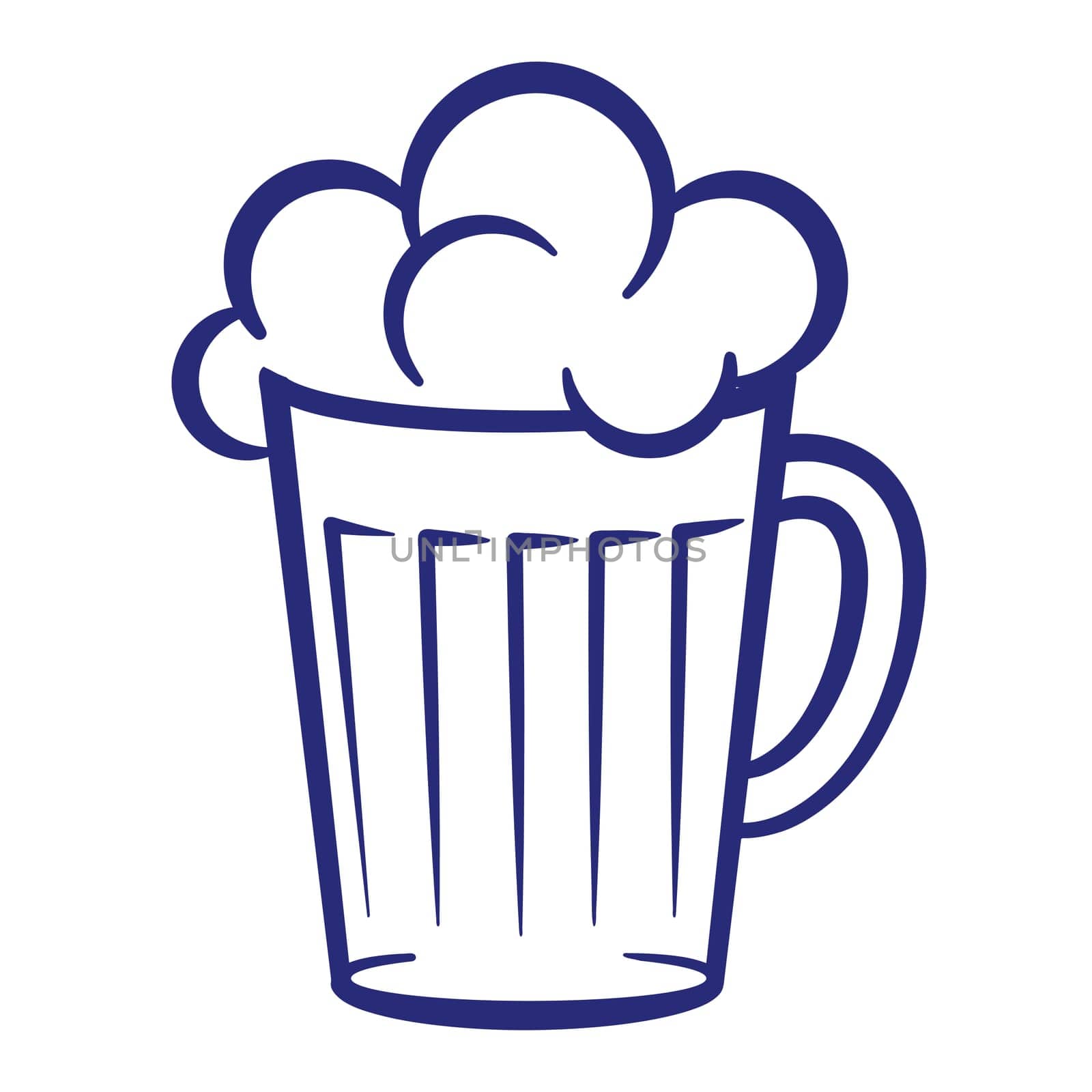 Abstract painted glass of beer. Illustration on white background