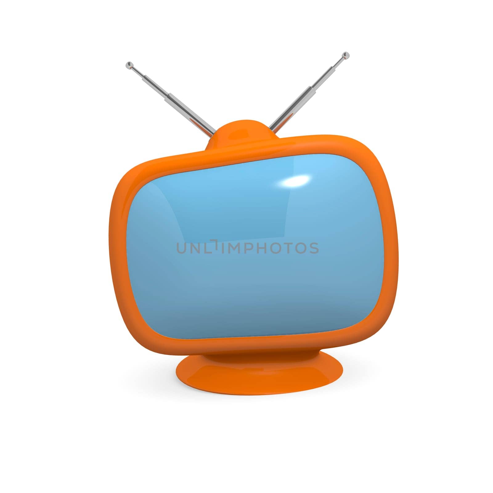 Retro television in orange,technology concept